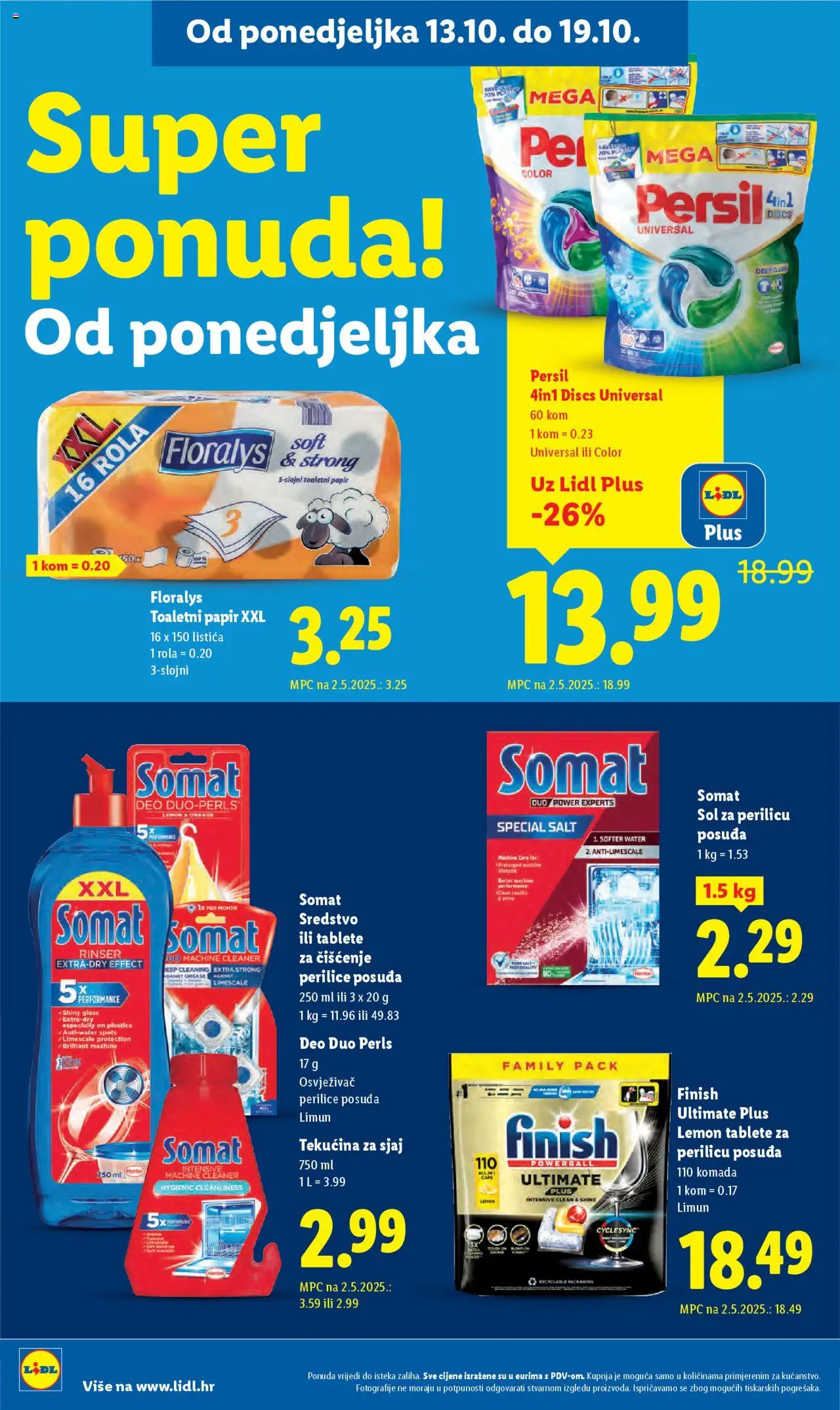 Lidl katalog | vrijedi od 13.10.2025 | Stranica: 20 | Proizvodi: Tablete za perilicu posuđa, Toaletni papir, Finish, Persil
