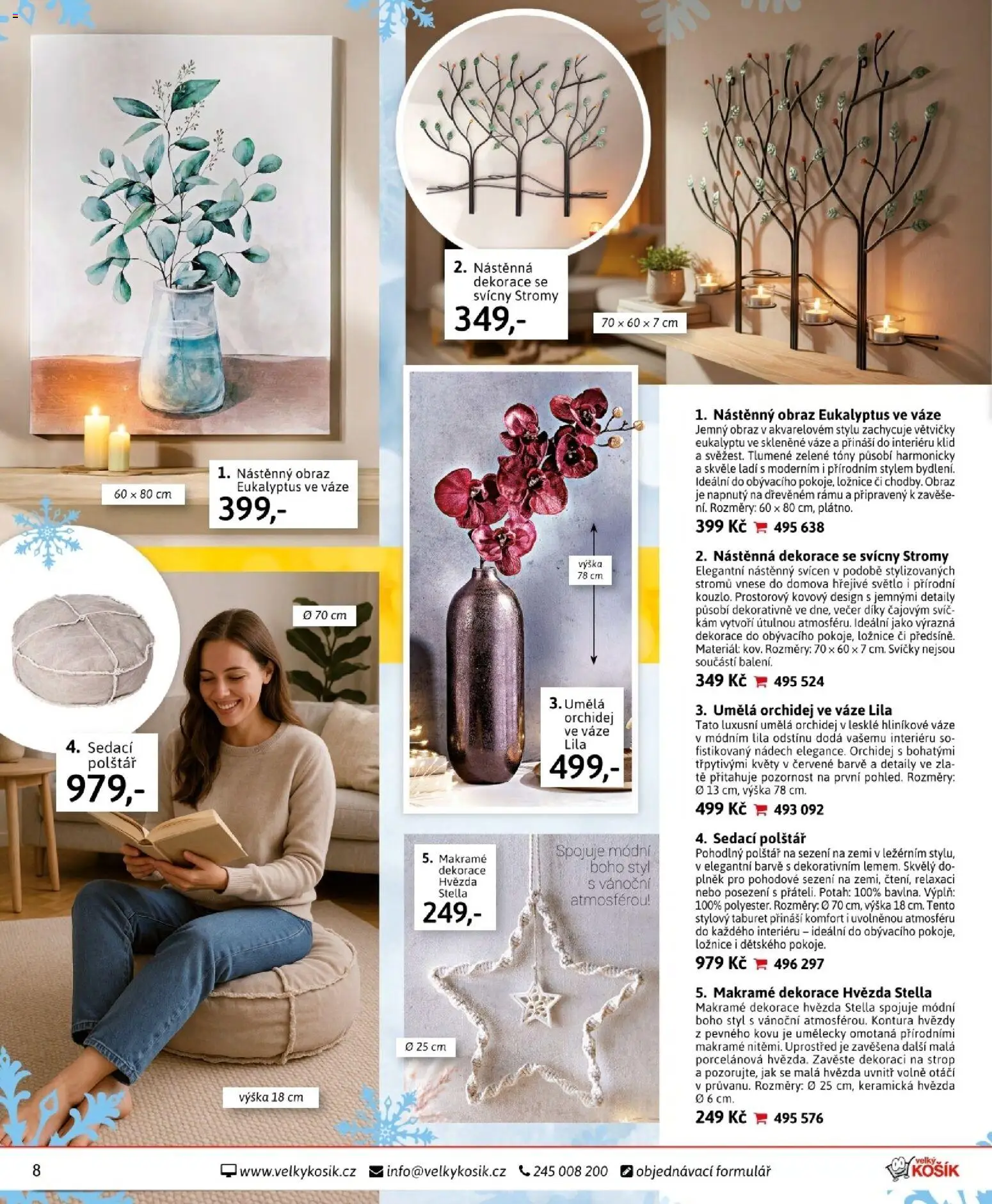 Velký Košík katalog prosinec 2025 od 01.12.2025 | Strana: 8 | Produkty: Eukalyptus, Taburet, Svícen, Polštář