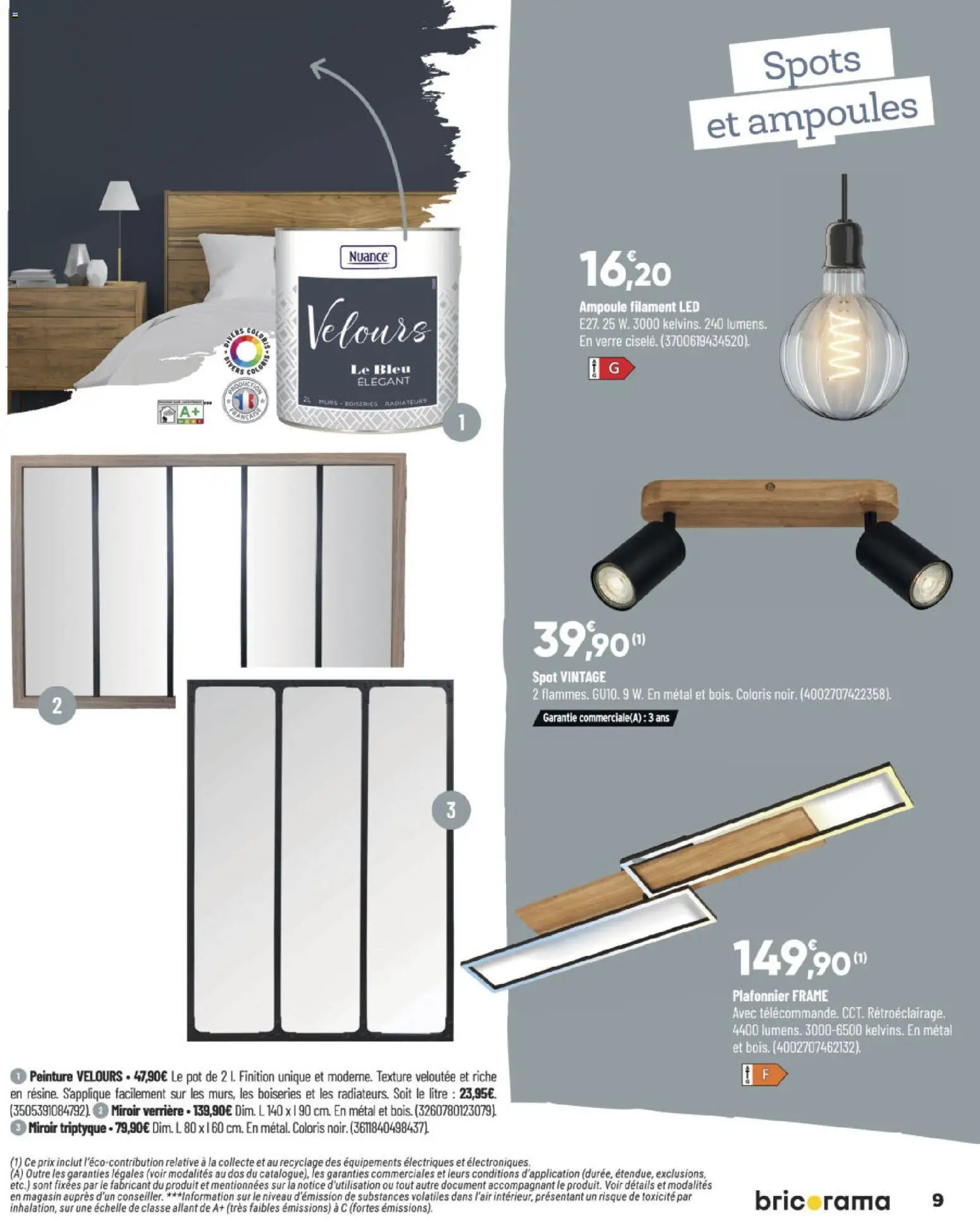 {H1} | Page: 9 | Produits: Plafonnier, Miroir