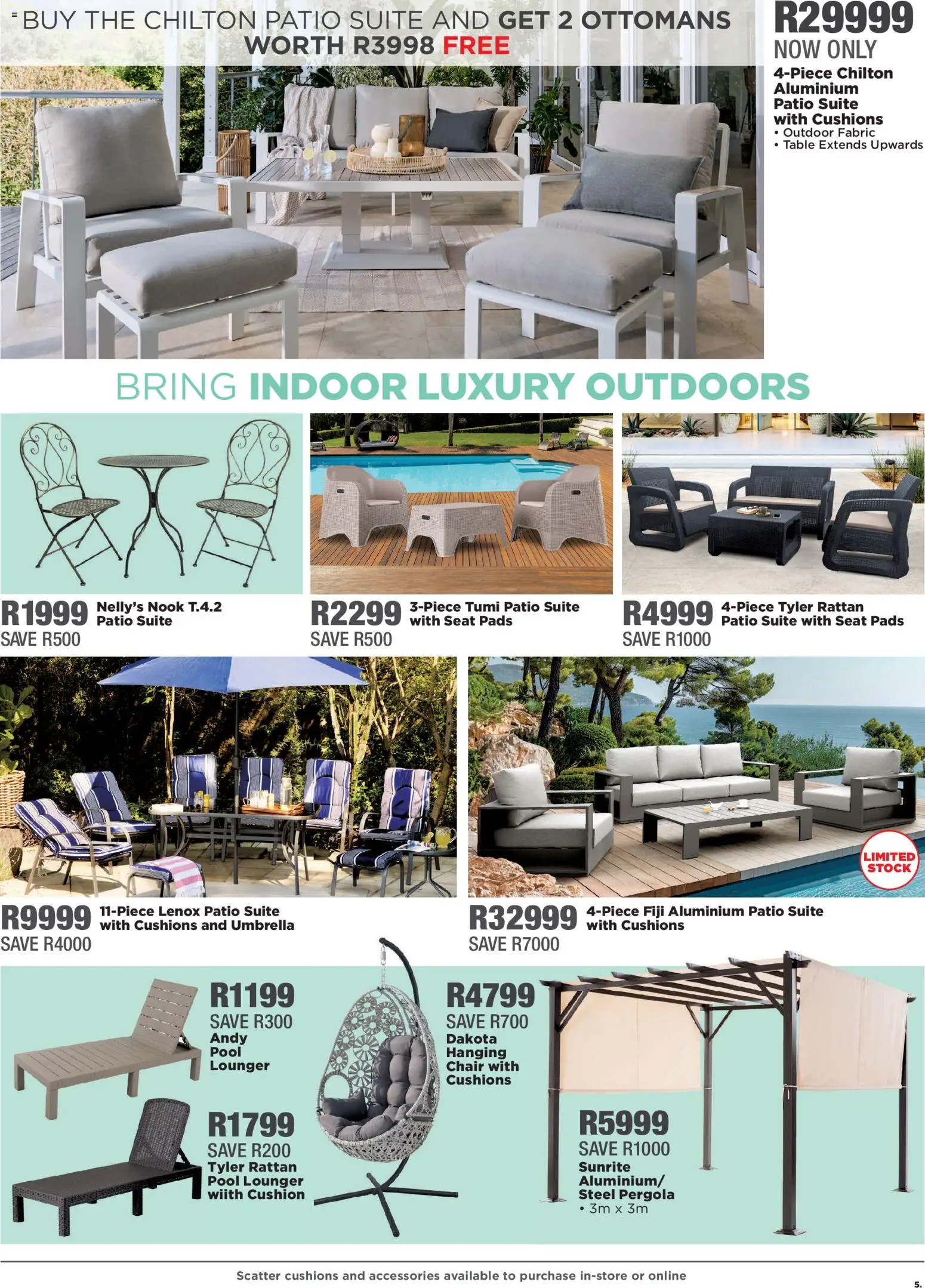 New House and Home catalogue – valid from 26.01.2026 | Page: 5 | Products: Umbrella, Table, Pads, Stock