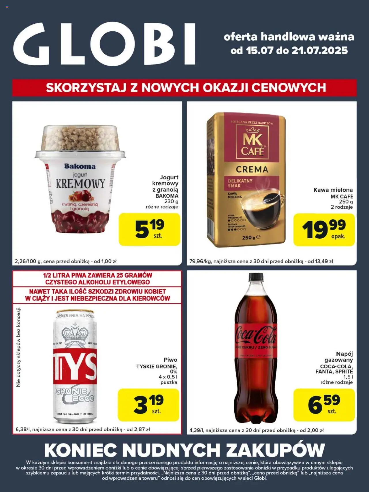 Carrefour Gazetka - Globi od 15.07.2025 | Strona: 1 | Produkty: Tyskie, Jogurt, Piwo, Jogurt kremowy