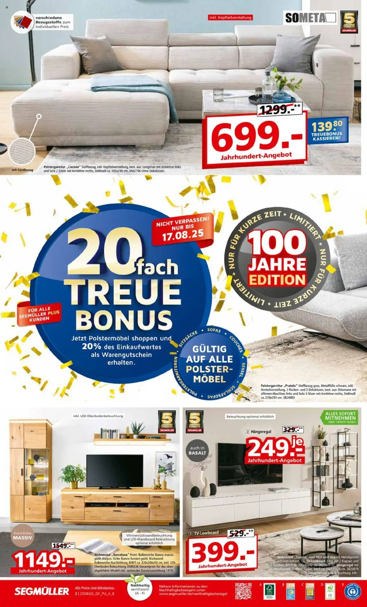 Segmüller Prospekt 	 - gültig ab dem 02.08.2025 | Seite: 2 | Produkte: Wohnwand, Sofa, Sessel