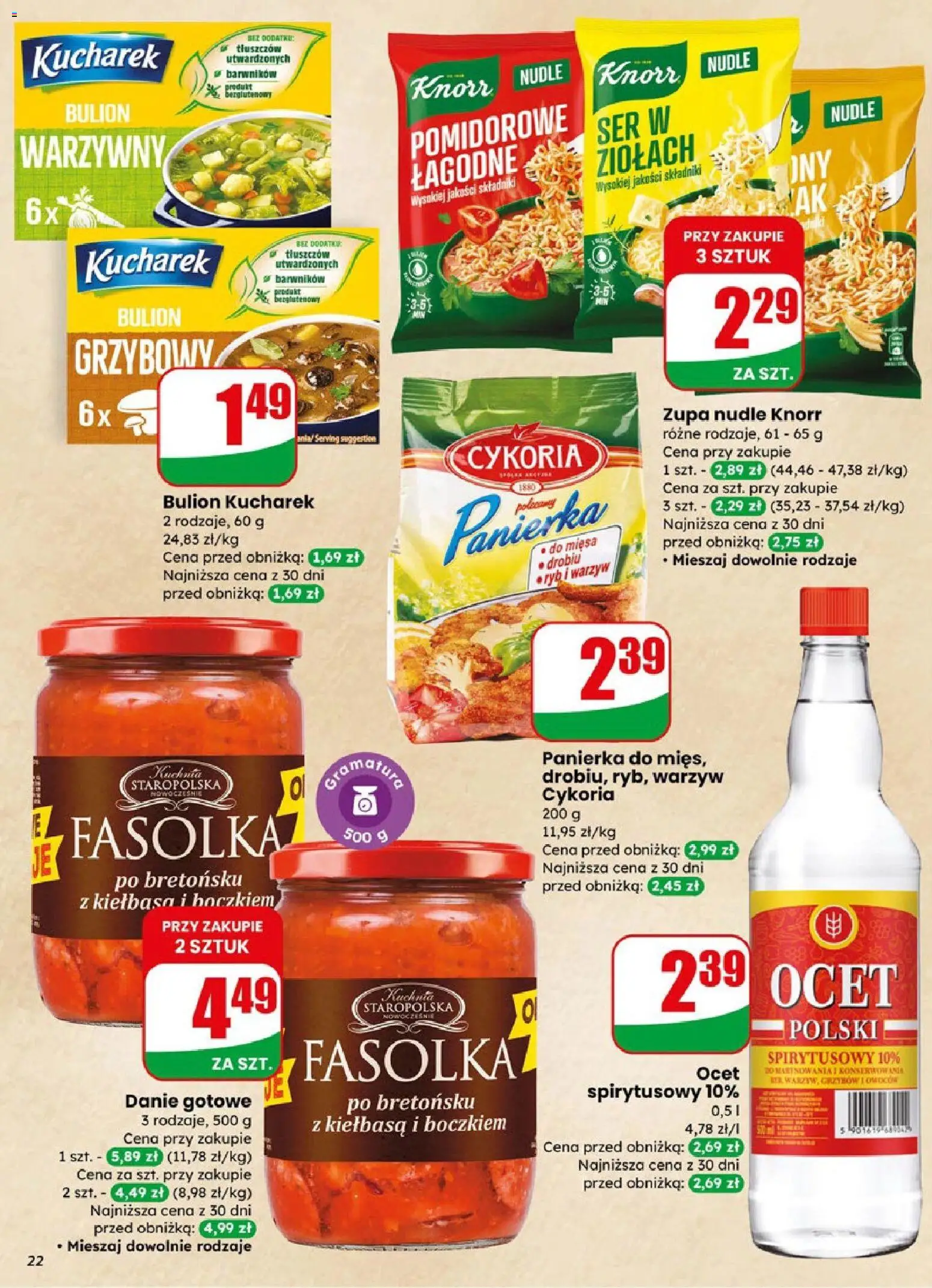 Dino gazetka od 08.04.2026 | Strona: 22 | Produkty: Kiełbasa, Ocet spirytusowy, Ocet, Zupa