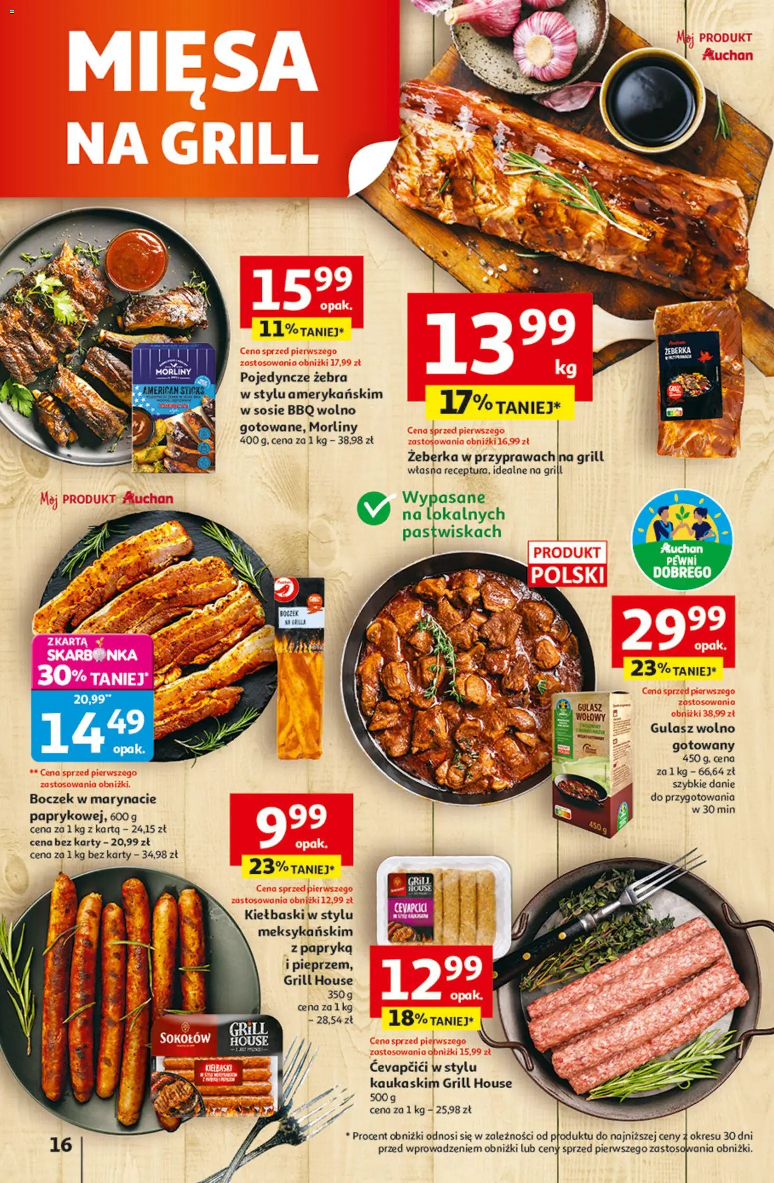 Auchan gazetka - 30 Lat Hipermarket od 23.04.2026 | Strona: 16 | Produkty: Karta, Grill, Kiełbaski, Boczek