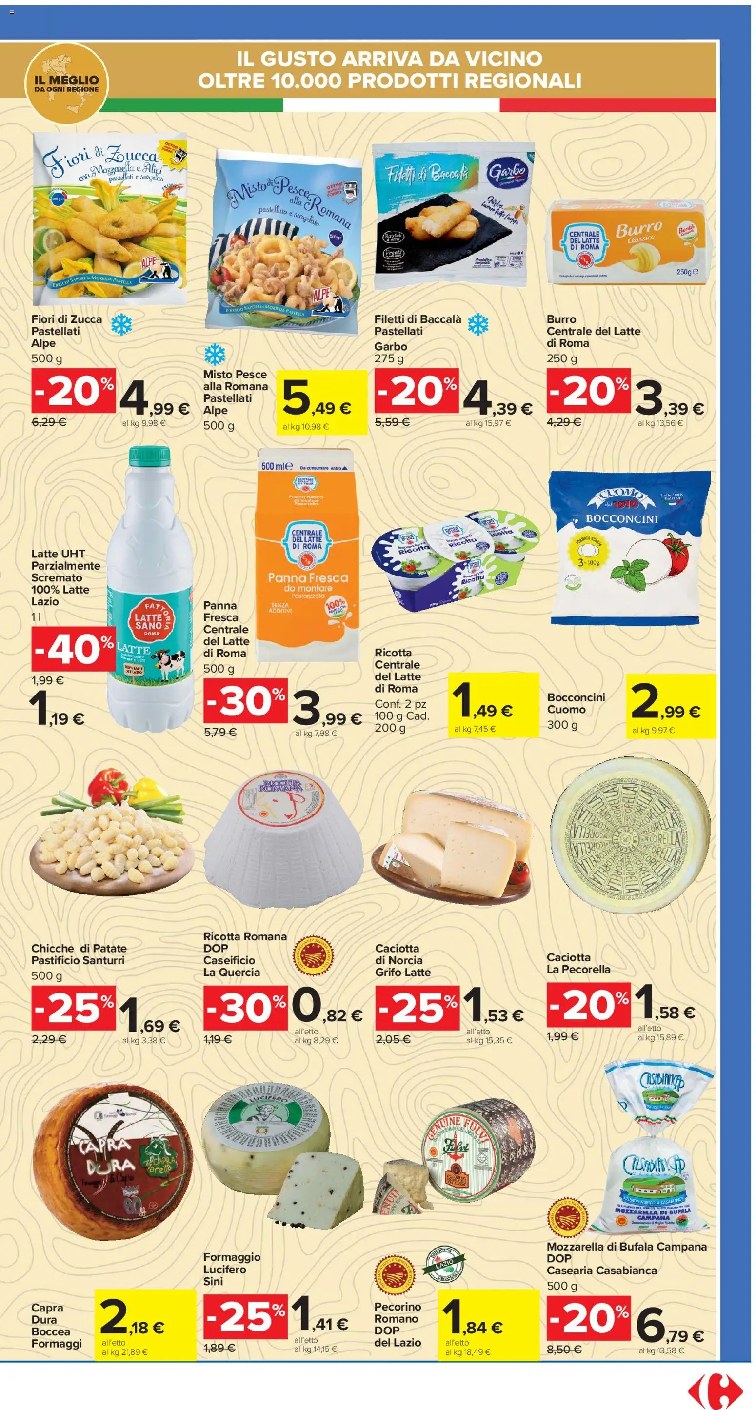 Volantino Carrefour del 16.12.2025 | Pagina: 13 | Prodotti: Pesce, Panna, Mozzarella, Zucca