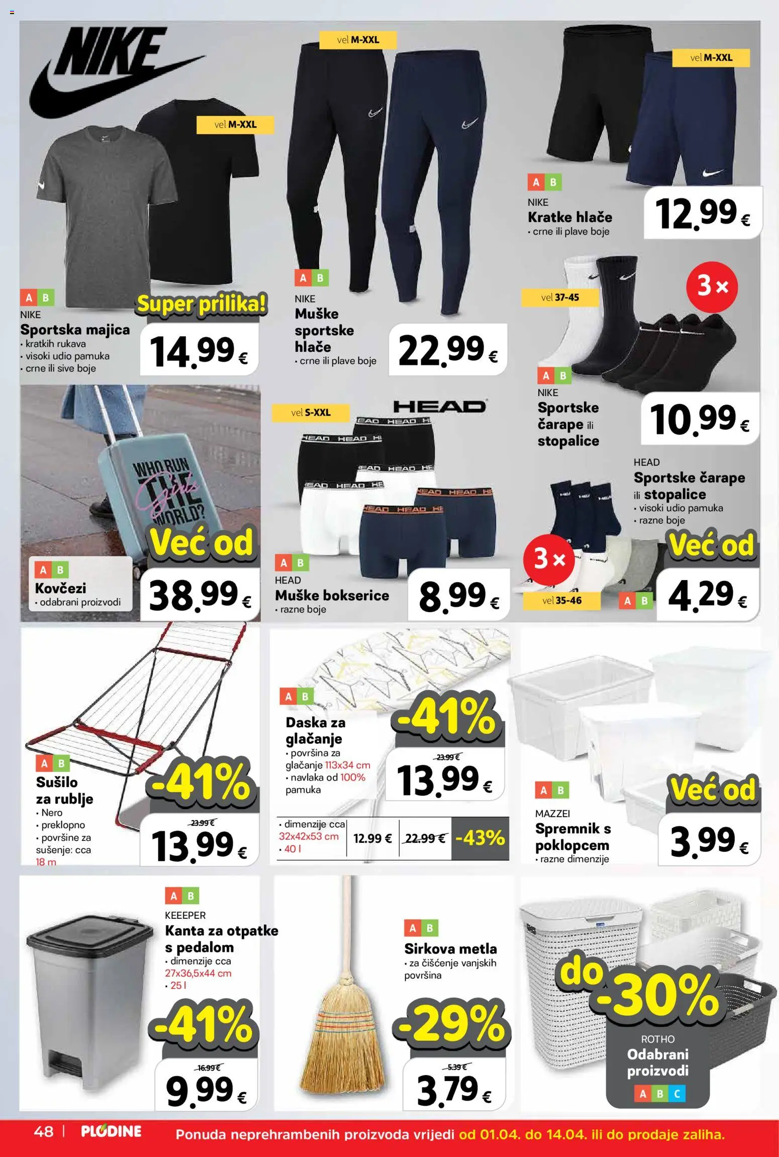 Plodine katalog | vrijedi od 01.04.2026 | Stranica: 56 | Proizvodi: Majica, Kratke hlače, Bokserice, Daska za glačanje