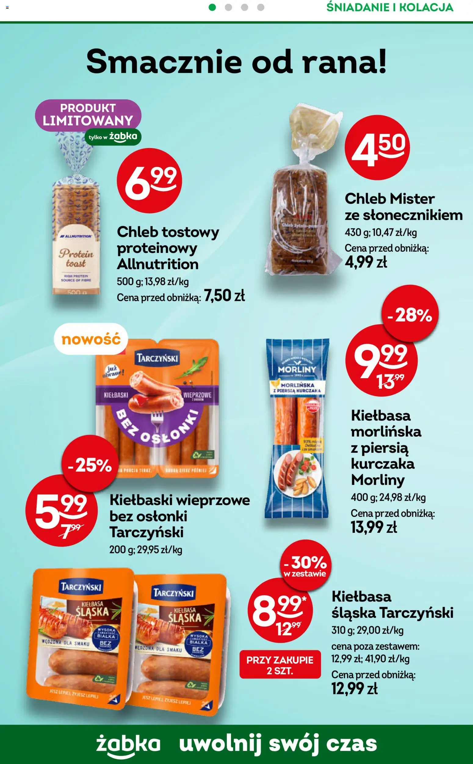 Żabka gazetka - Codzienne produkty od 08.04.2026 | Strona: 12 | Produkty: Chleb tostowy, Kiełbaski, Kiełbasa śląska, Chleb