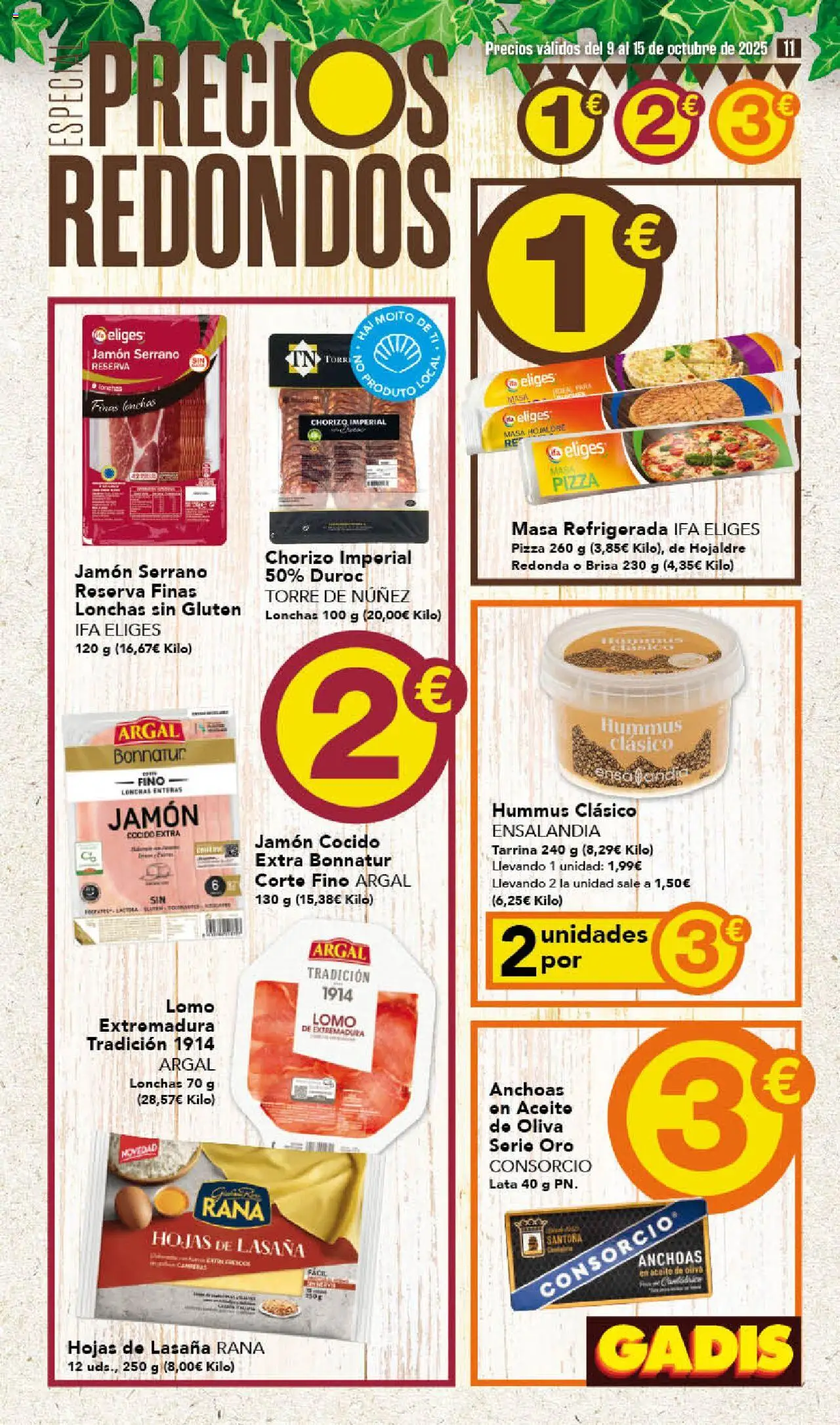 Gadis folleto │ válido desde el 09.10.2025 | Página: 11 | Productos: Jamón serrano, Jamón, Jamón cocido, Pizza