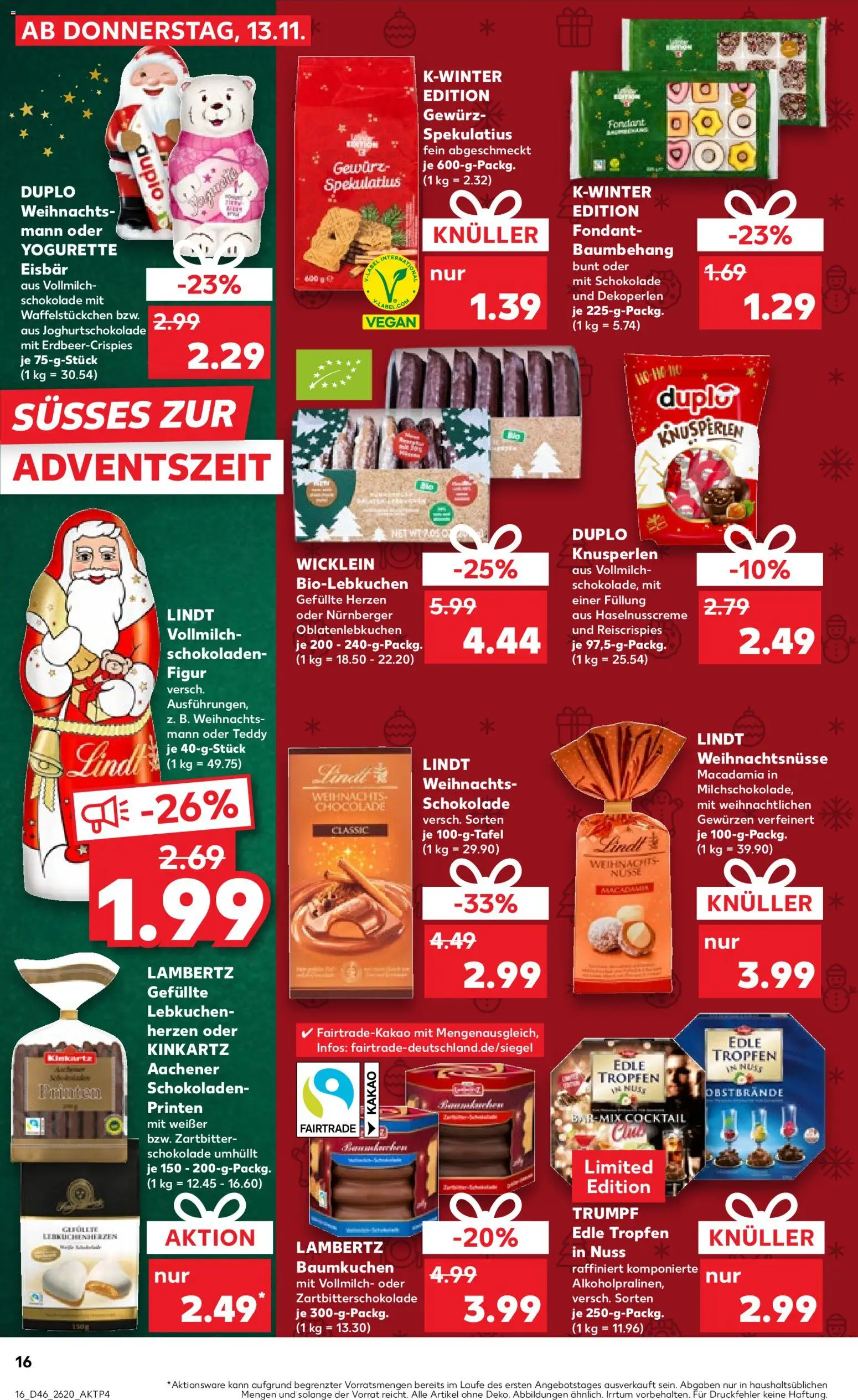 Kaufland prospekt Leipzig	 – gültig ab 13.11.2025 | Seite: 16 | Produkte: Yogurette, Schokolade, Lindt, Nüsse