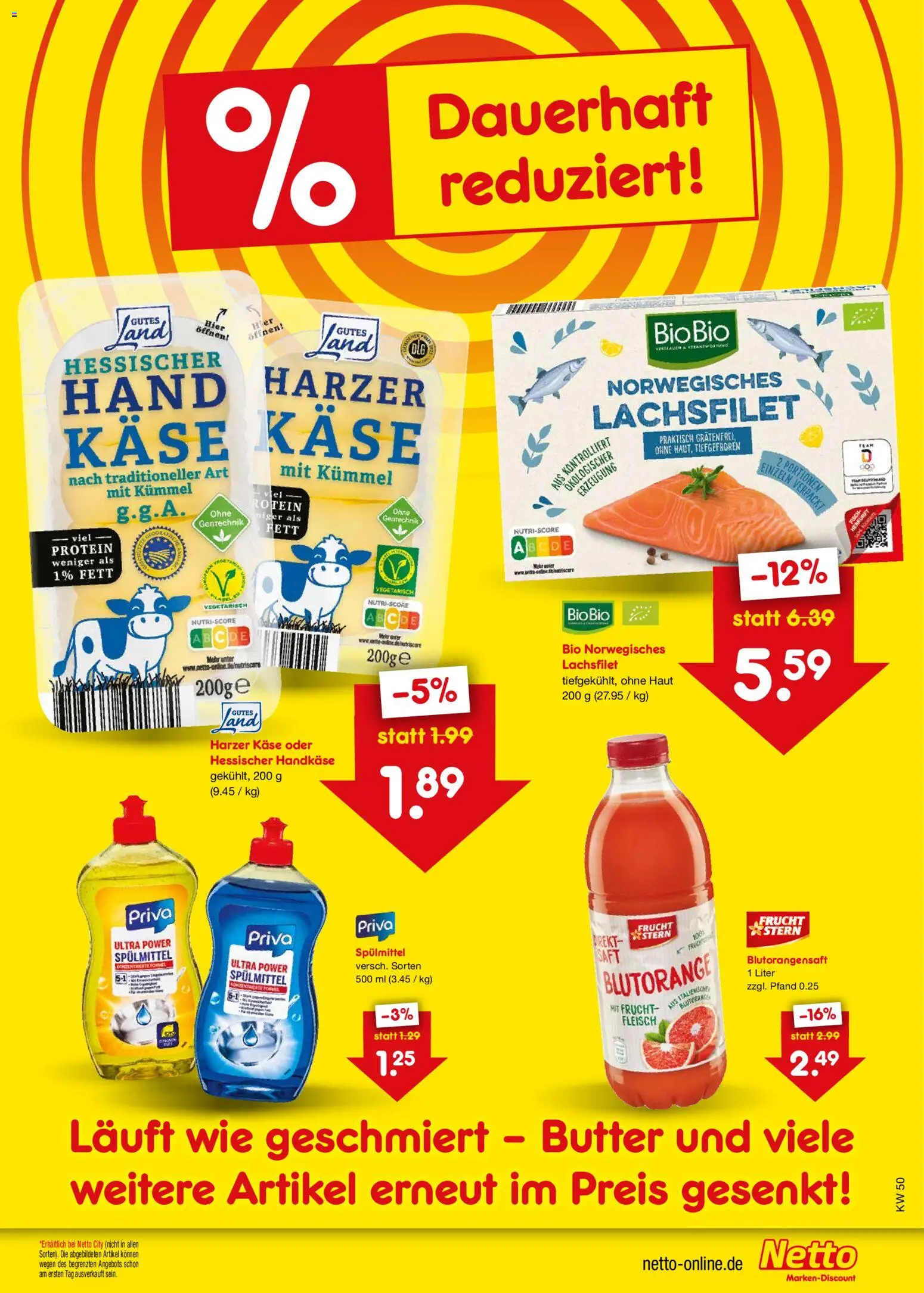 Netto Marken-Discount Preissenkung auf Dauer – gültig ab 09.12.2025 | Seite: 2 | Produkte: Butter, Käse, Fleisch