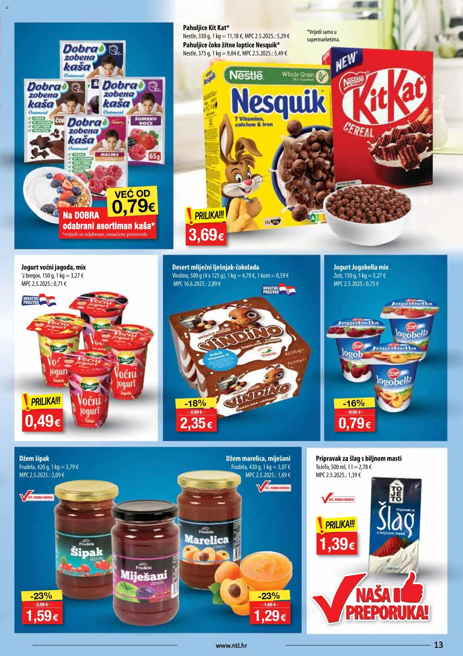 NTL katalog | vrijedi od 22.10.2025 | Stranica: 13 | Proizvodi: Voćni jogurt, Voće, Džem, Šlag