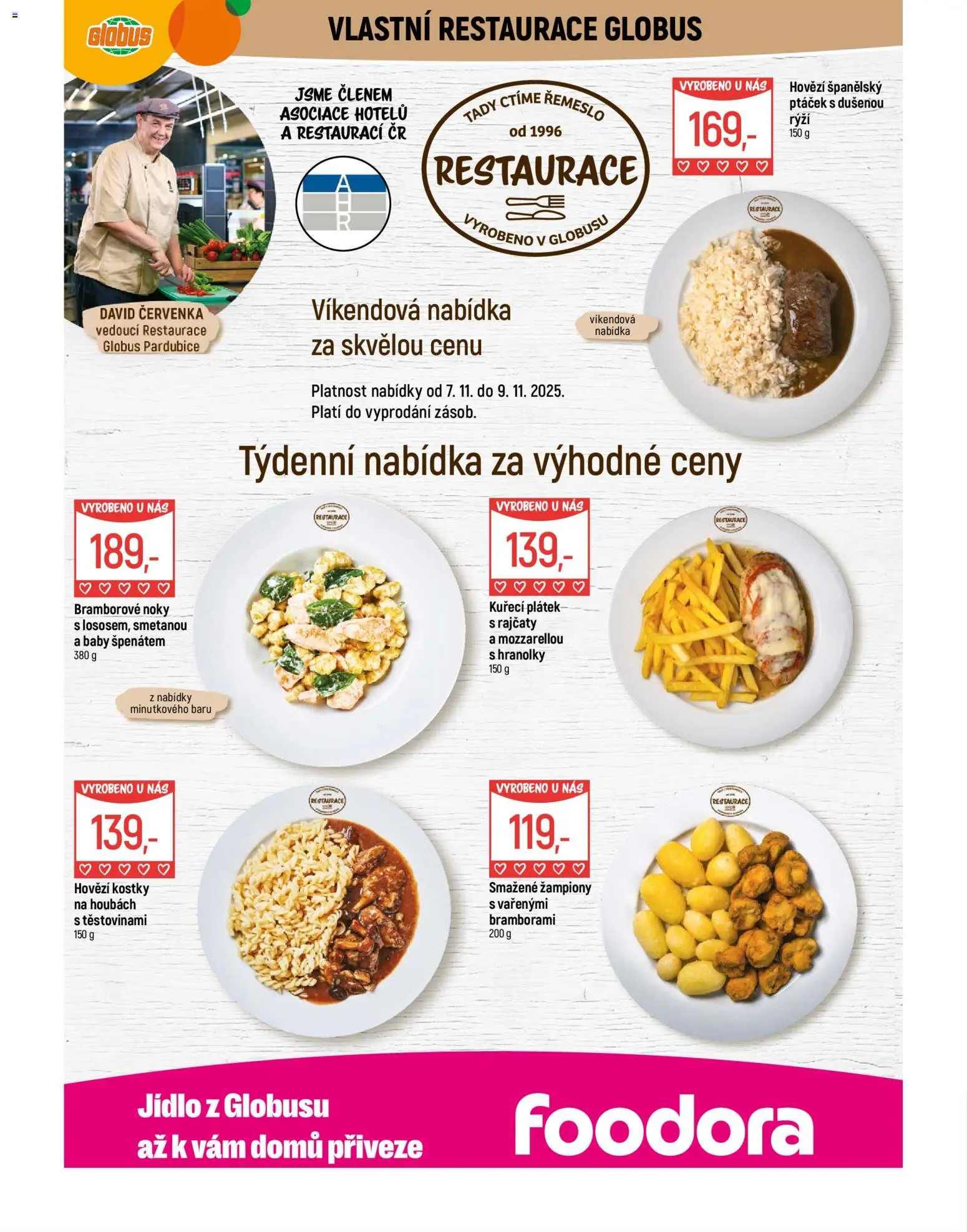 Globus leták - Pardubice od 05.11.2025 | Strana: 7 | Produkty: Žampiony, Hovězí, Noky, Kostky