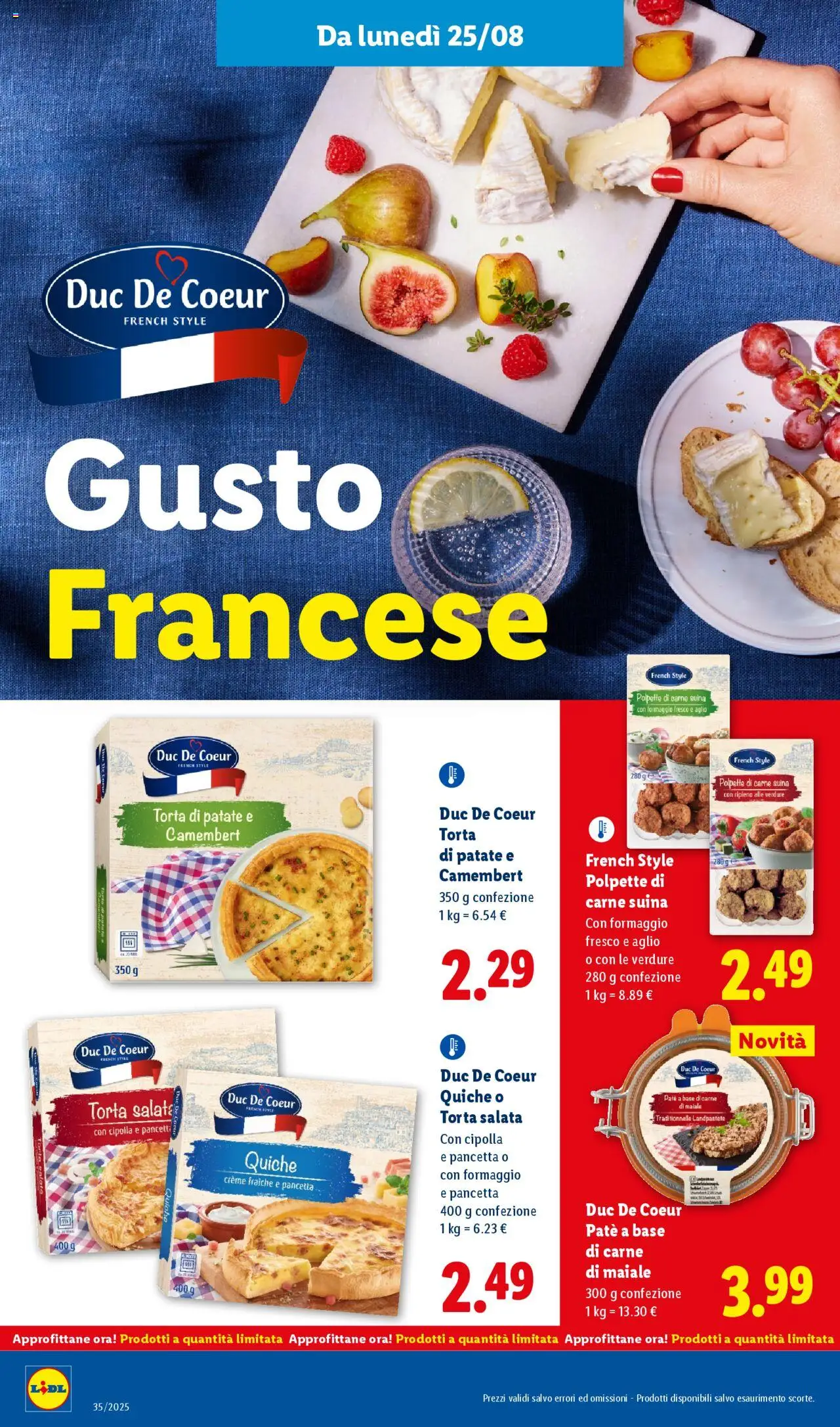 Volantino Lidl del 25.08.2025 | Pagina: 18 | Prodotti: Paté, Patate, Formaggio, Torta