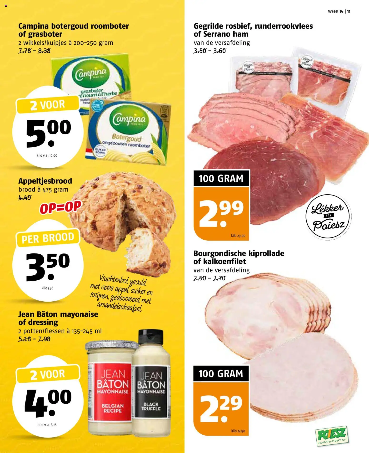 {H1} | Pagina: 11 | Producten: Brood, Ham, Waffelini, Roomboter