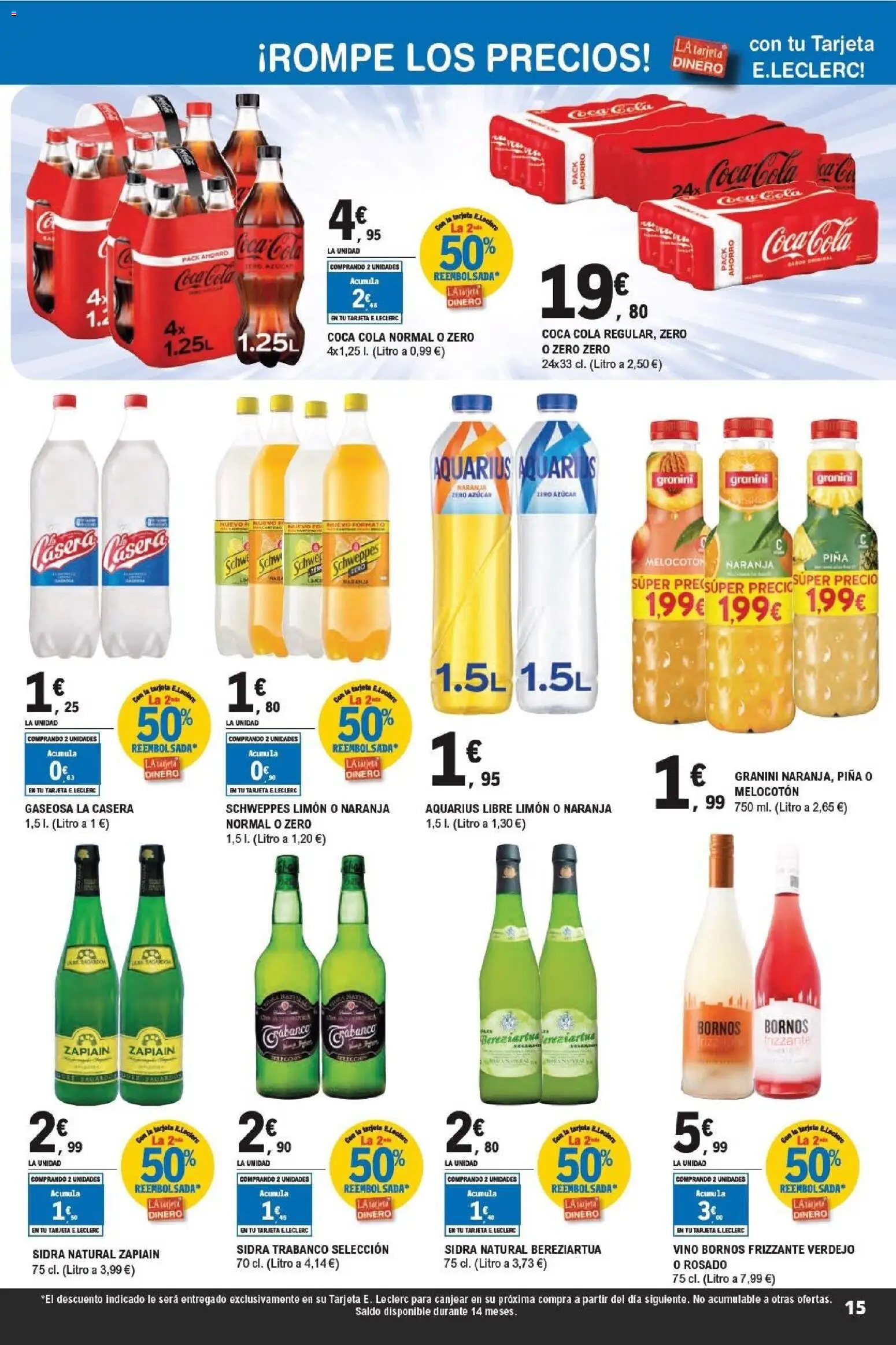 E.Leclerc -Tarjetazo │ válido desde el 18.03.2026 | Página: 15 | Productos: Huevos, Vino, Piña, Gaseosa
