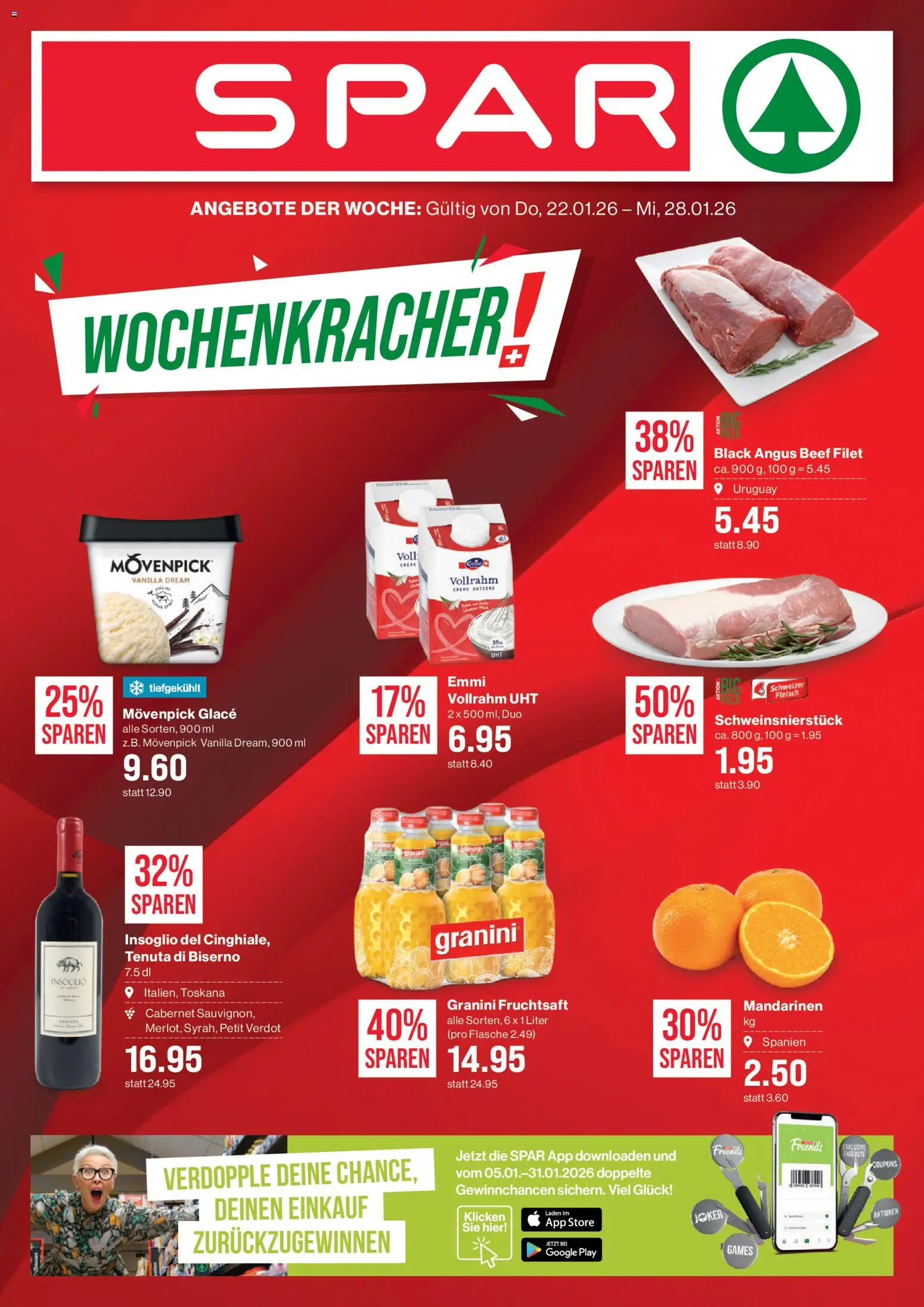 SPAR - SPAR Handels AG – gültig ab 22.01.2026 | Seite: 1 | Produkte: Glace, Mandarinen