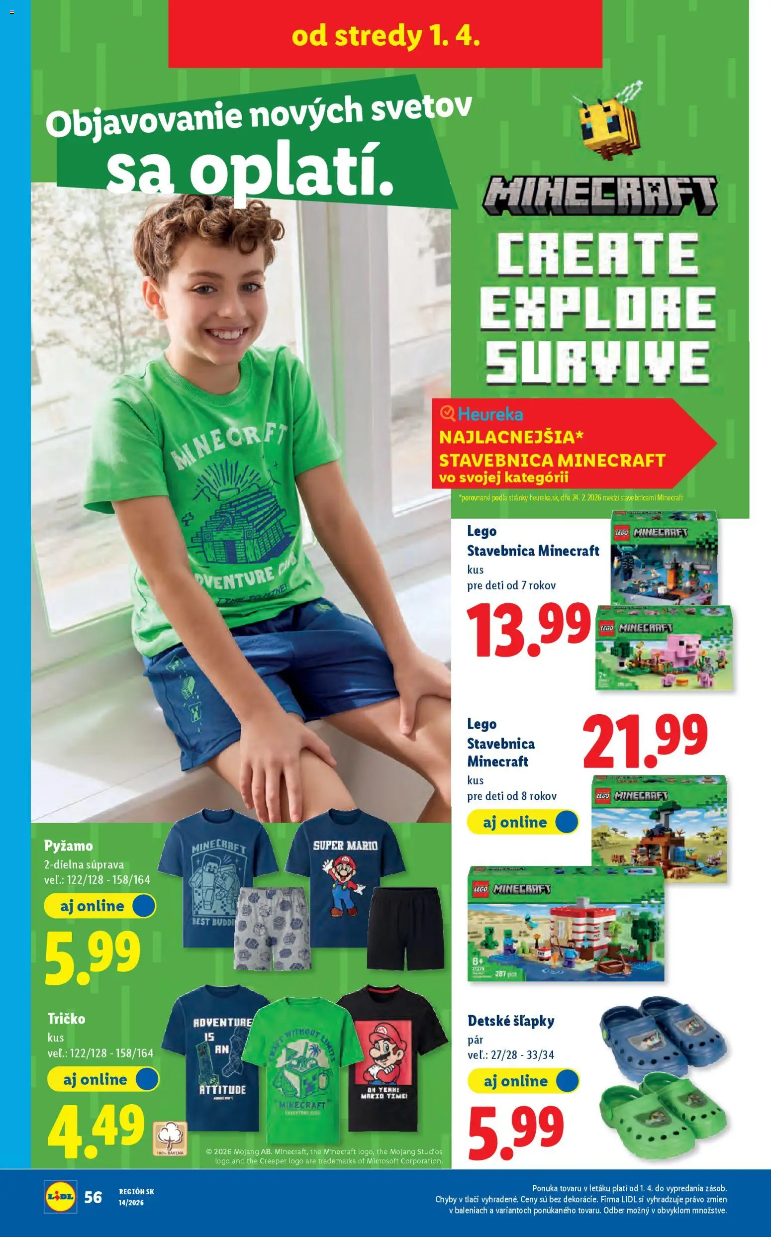 Nové Lidl akcie – leták je platný od 30.03.2026 | Strana: 98 | Produkty: LEGO, Tričko, Pyžamo, Šľapky