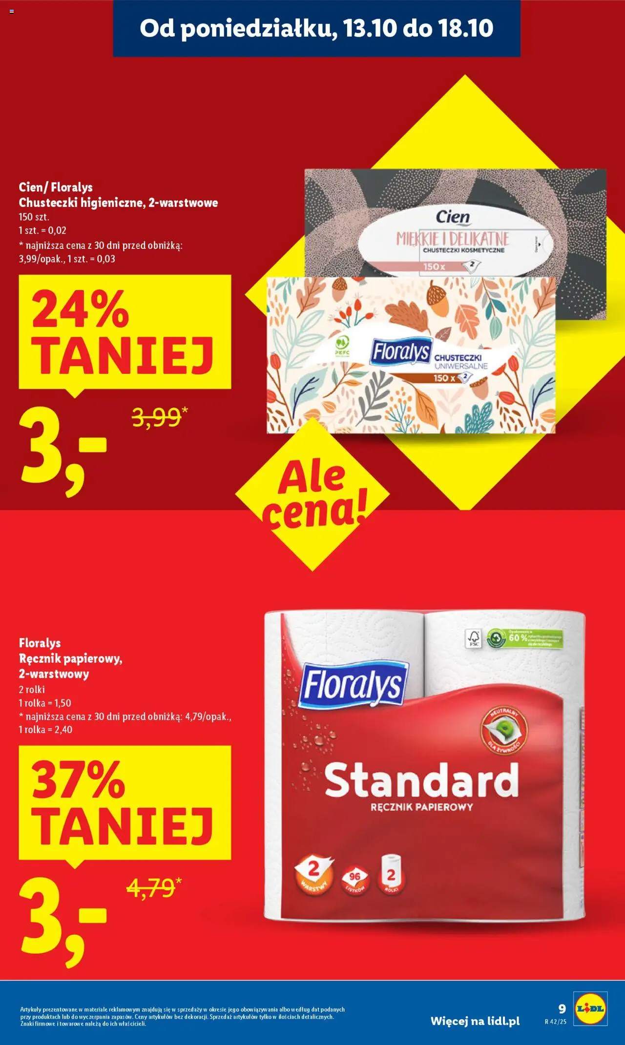 Lidl Gazetka od 13.10.2025 | Strona: 9 | Produkty: Rolki, Ręcznik papierowy