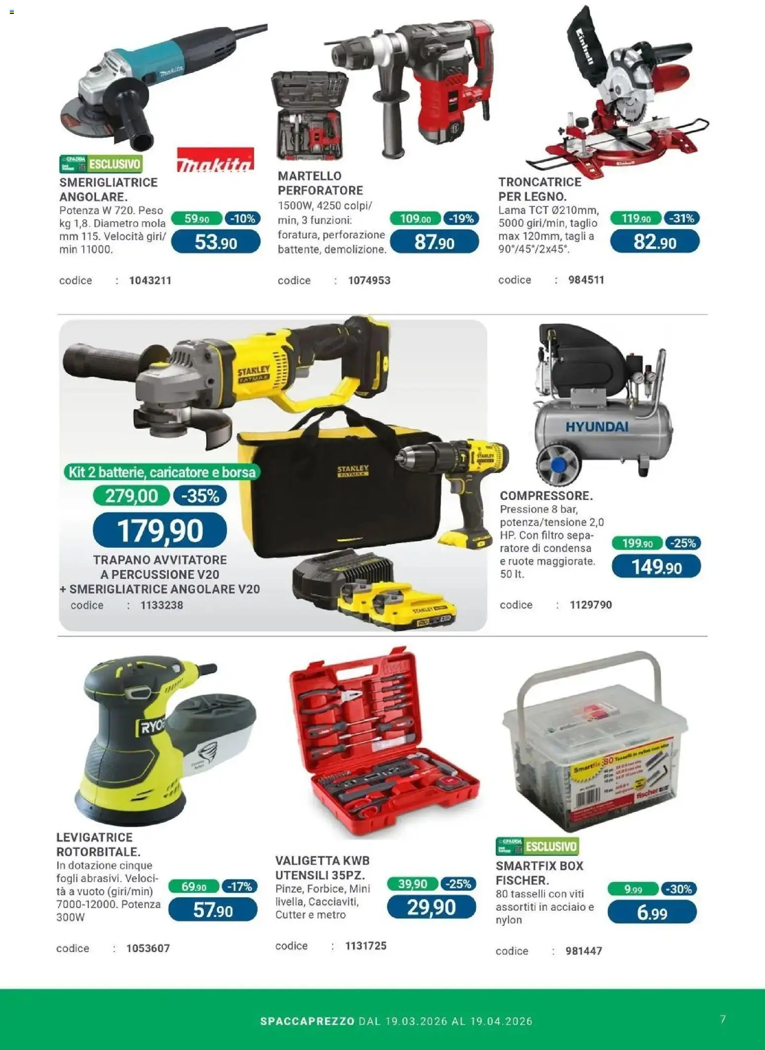 Volantino CFadda del 19.03.2026 | Pagina: 7 | Prodotti: Avvitatore, Trapano, Martello, Valigetta