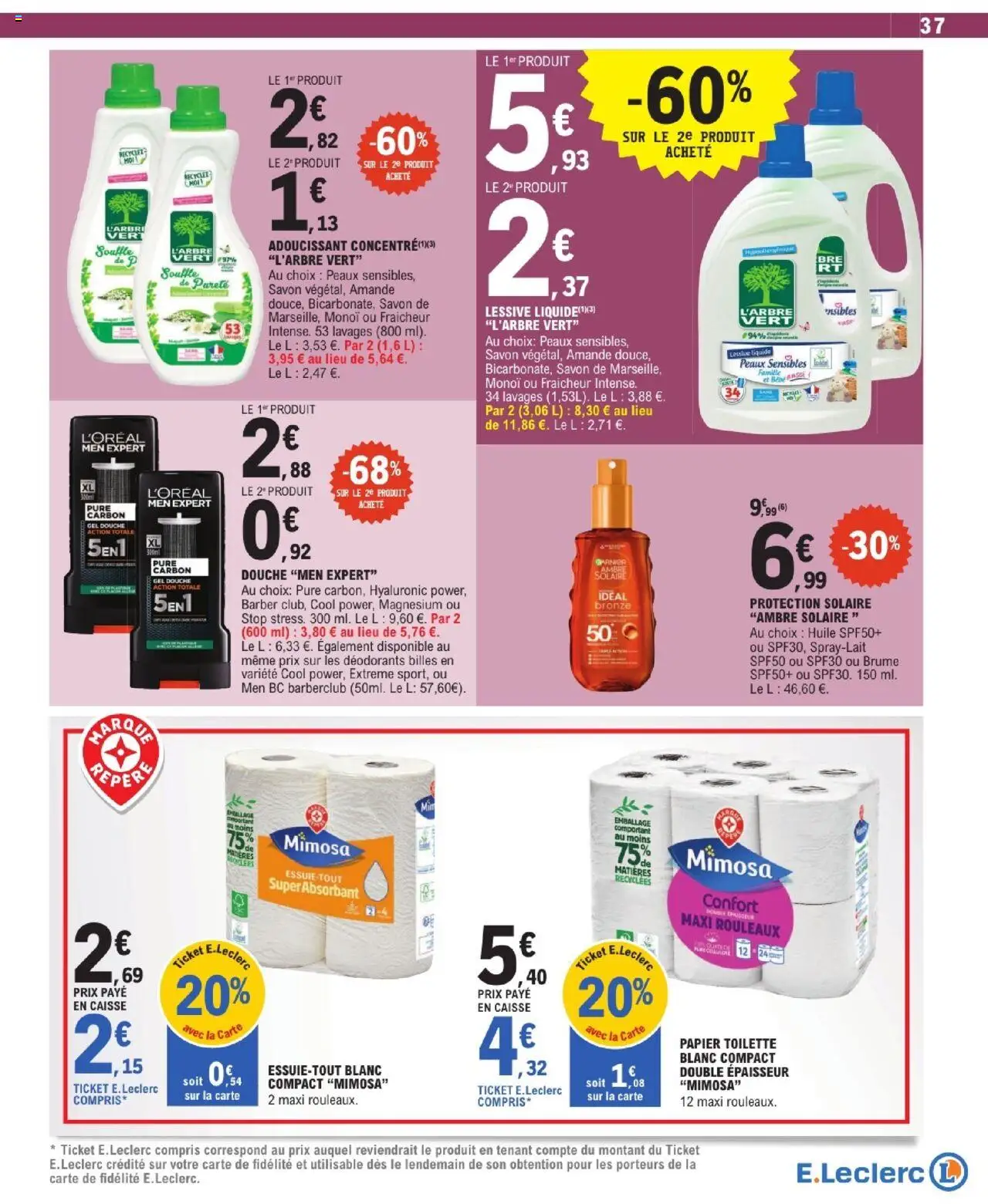  | Page: 37 | Produits: Essuie-tout, Gel douche, Adoucissant, Huile