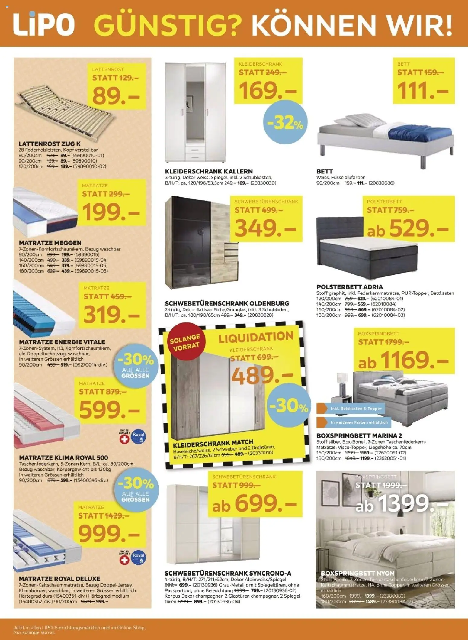 Lipo aktionen – gültig ab 10.03.2026 | Seite: 6 | Produkte: Matratze, Kleiderschrank, Lattenrost, Bett