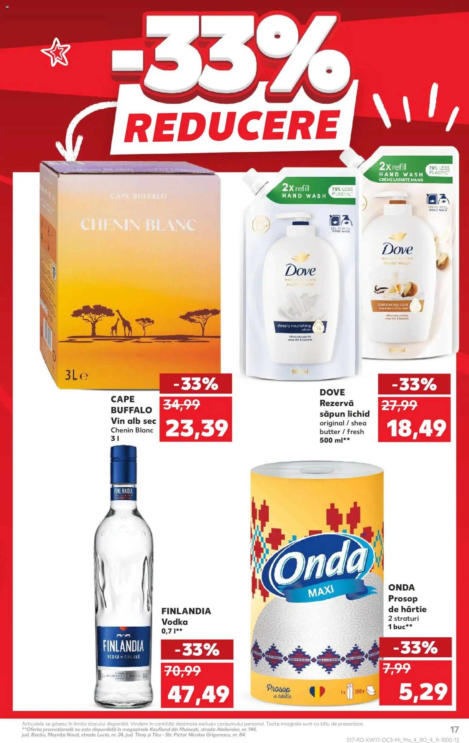 Noul catalog Kaufland – valabil de la 22.04.2026 | Pagină: 17 | Produse: Vin, Săpun, Vodka, Rezervă săpun