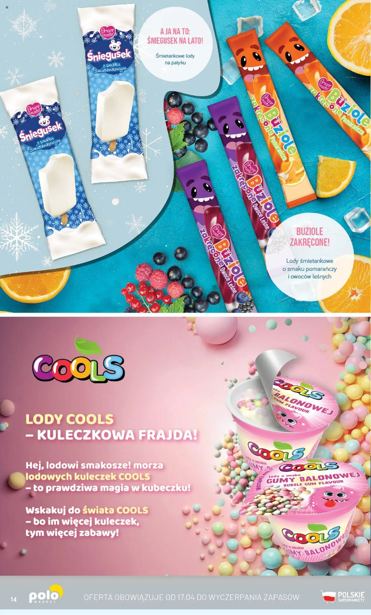 POLOmarket Gazetka - Lody od 23.04.2025 | Strona: 14 | Produkty: Gumy, Lody na patyku, Lody, Owoce