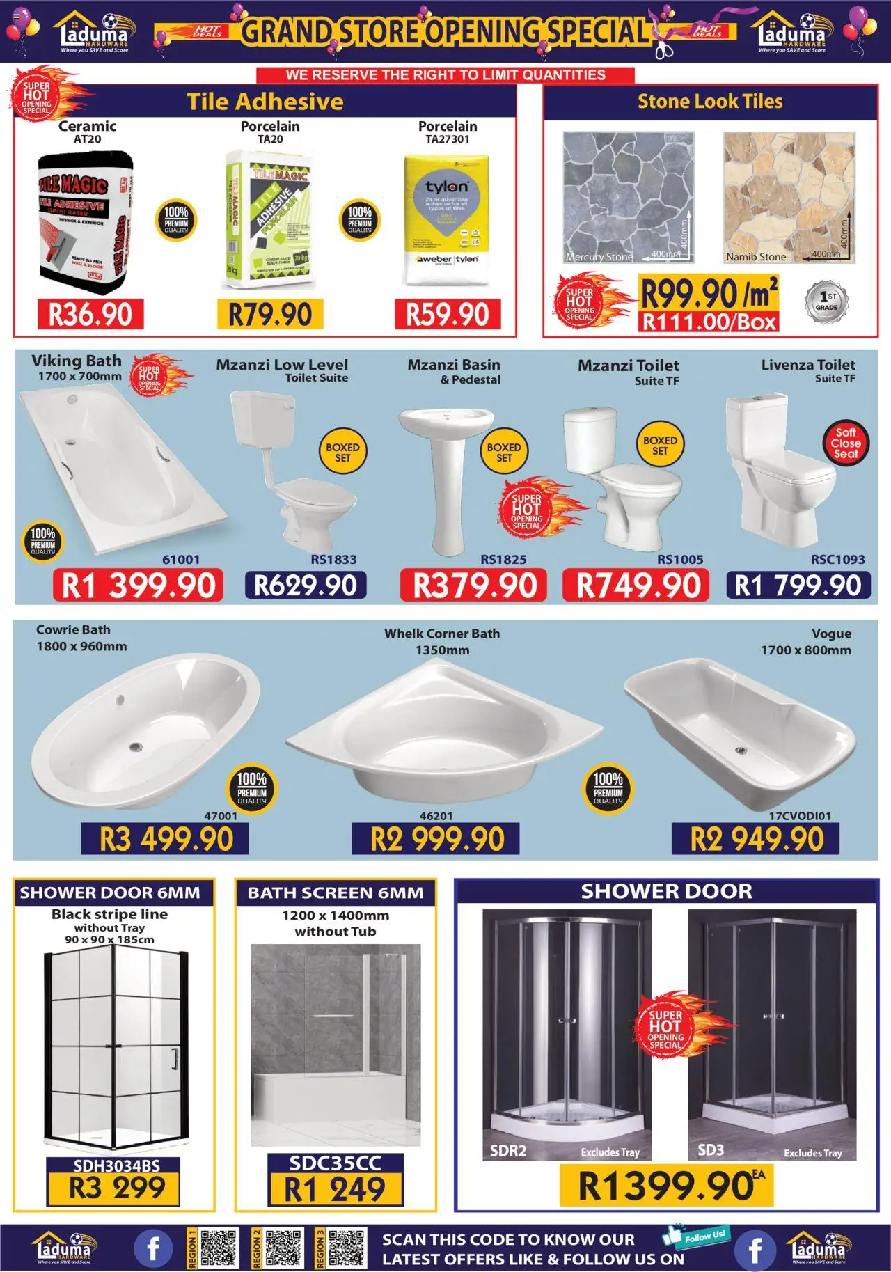 New Laduma Hardware catalogue – valid from 25.09.2025 | Page: 10 | Products: Pedestal, Bath, Shower, Cement