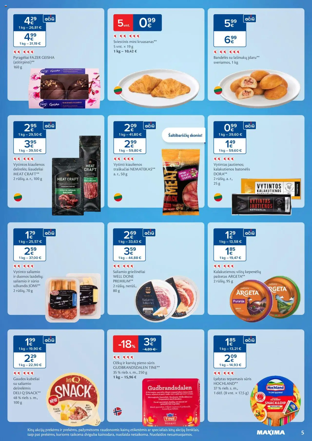 MAXIMA - Leidinys│galioja nuo 02.09.2025 | Puslapis: 5 | Prekių: Kiaulienos, Jautienos, Bandelės, Sūris