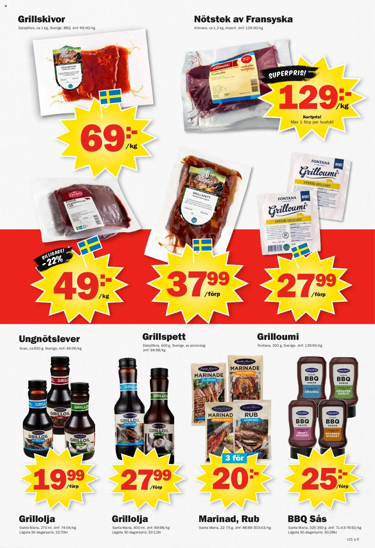 Pekås reklamblad aktuell från 07.04.2026 | Sida: 5 | Produkter: Grill, Grillspett, Marinad, Bourbon