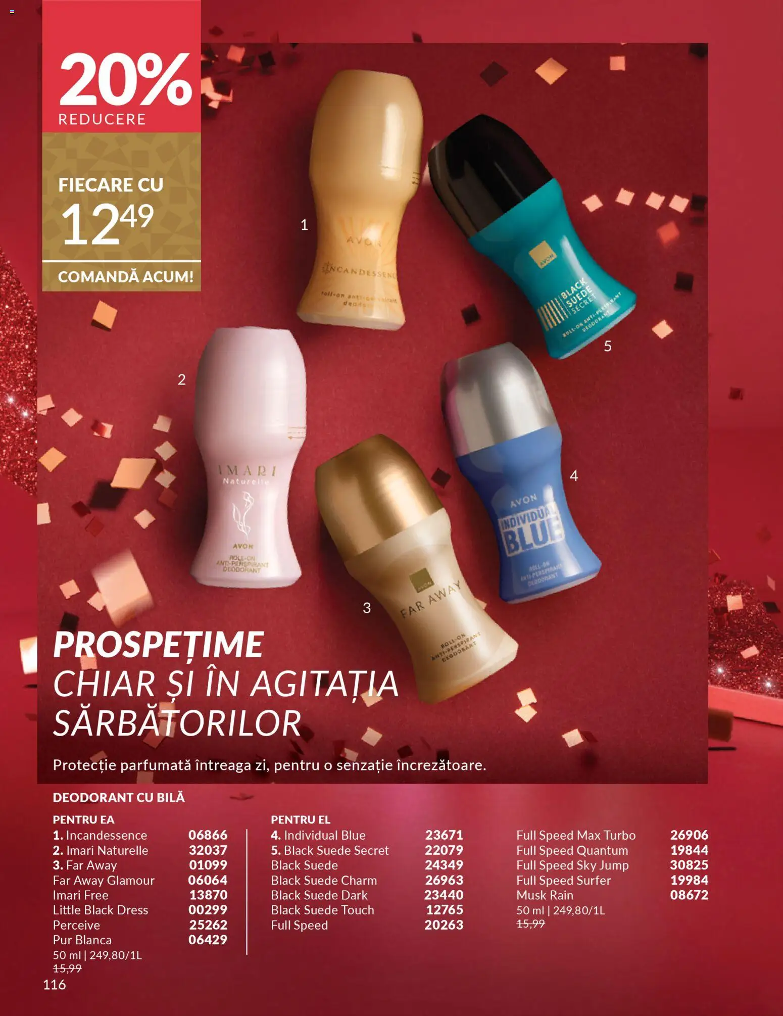 Noul catalog Avon – valabil de la 01.12.2025 | Pagină: 116 | Produse: Deodorant, Antiperspirant
