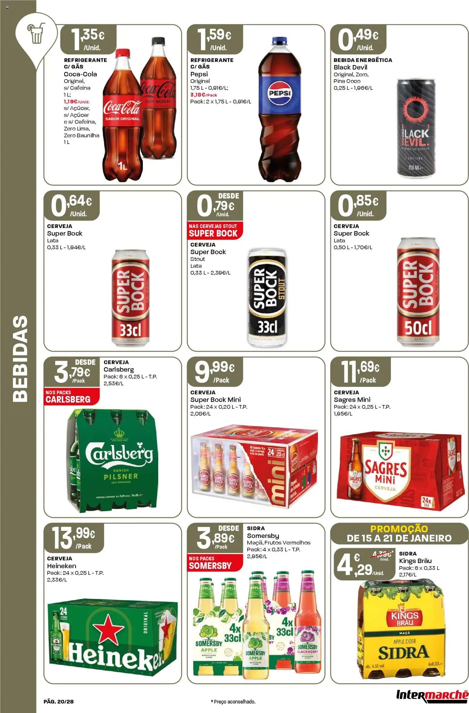 Intermarché Folheto Contact │ válido de 15.01.2026 | Página: 20 | Produtos: Refrigerante, Cerveja, Açúcar, Bebida