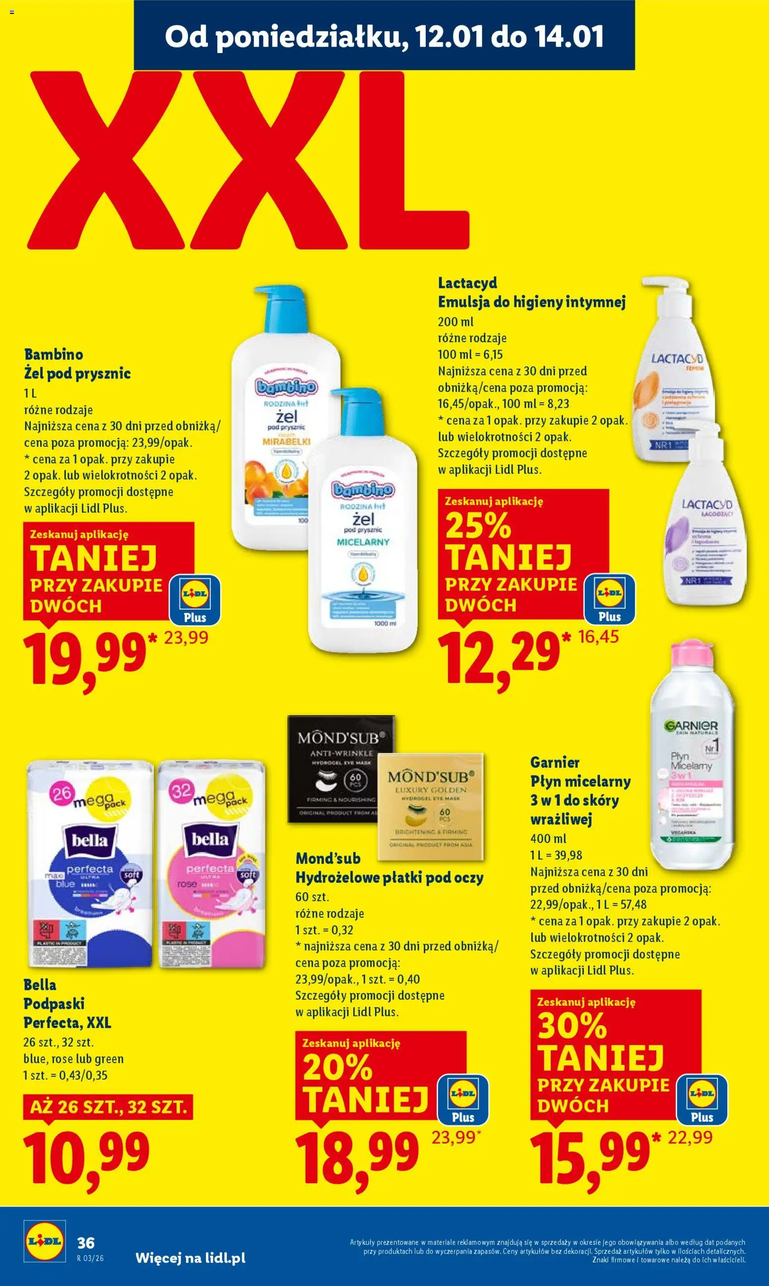 Lidl Gazetka od 12.01.2026 | Strona: 36 | Produkty: Podpaski, Prysznic, Płatki, Żel pod prysznic