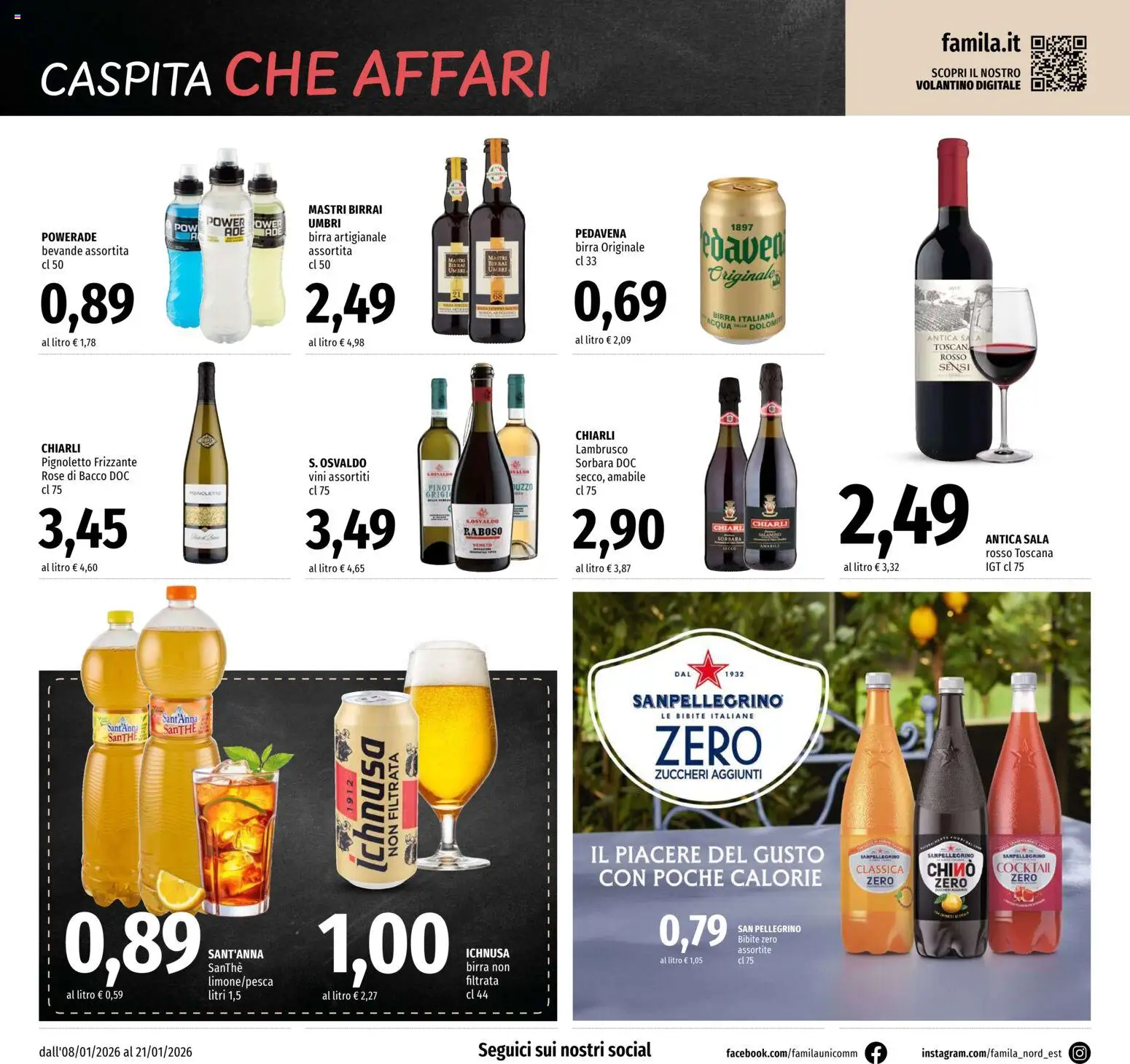 Volantino Famila del 08.01.2026 | Pagina: 20 | Prodotti: Birra, Acqua, Bibite
