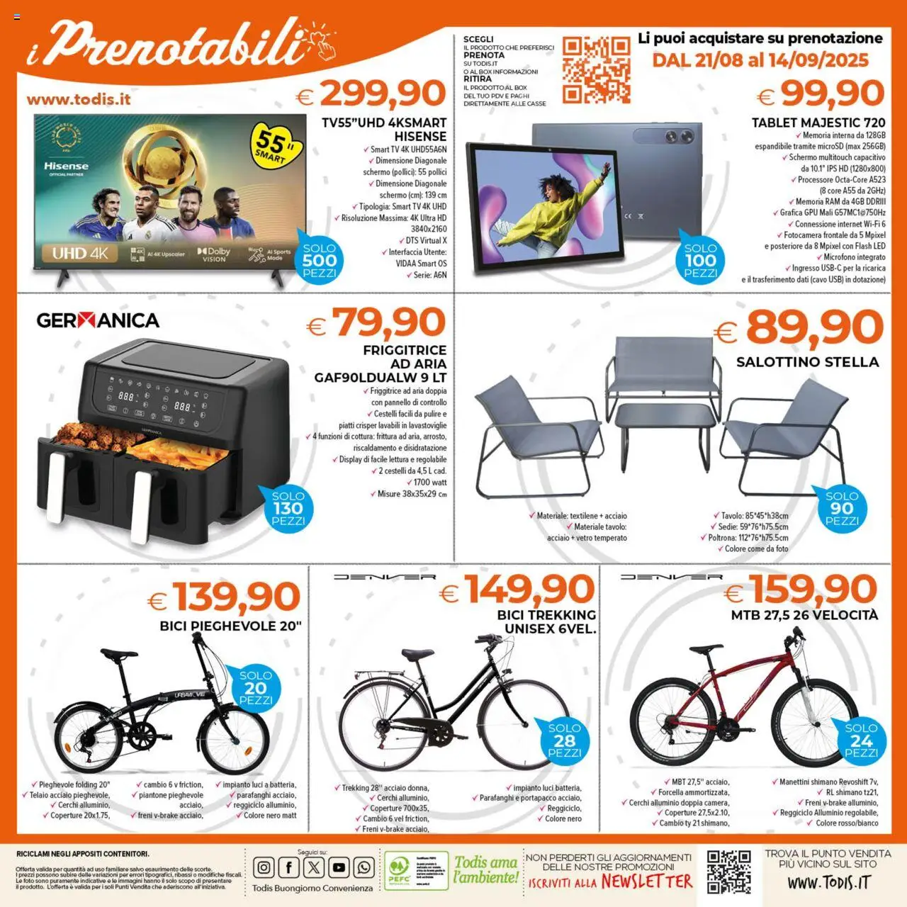 Volantino Todis del 21.08.2025 | Pagina: 24 | Prodotti: smart TV, USB, Alluminio, Tavolo