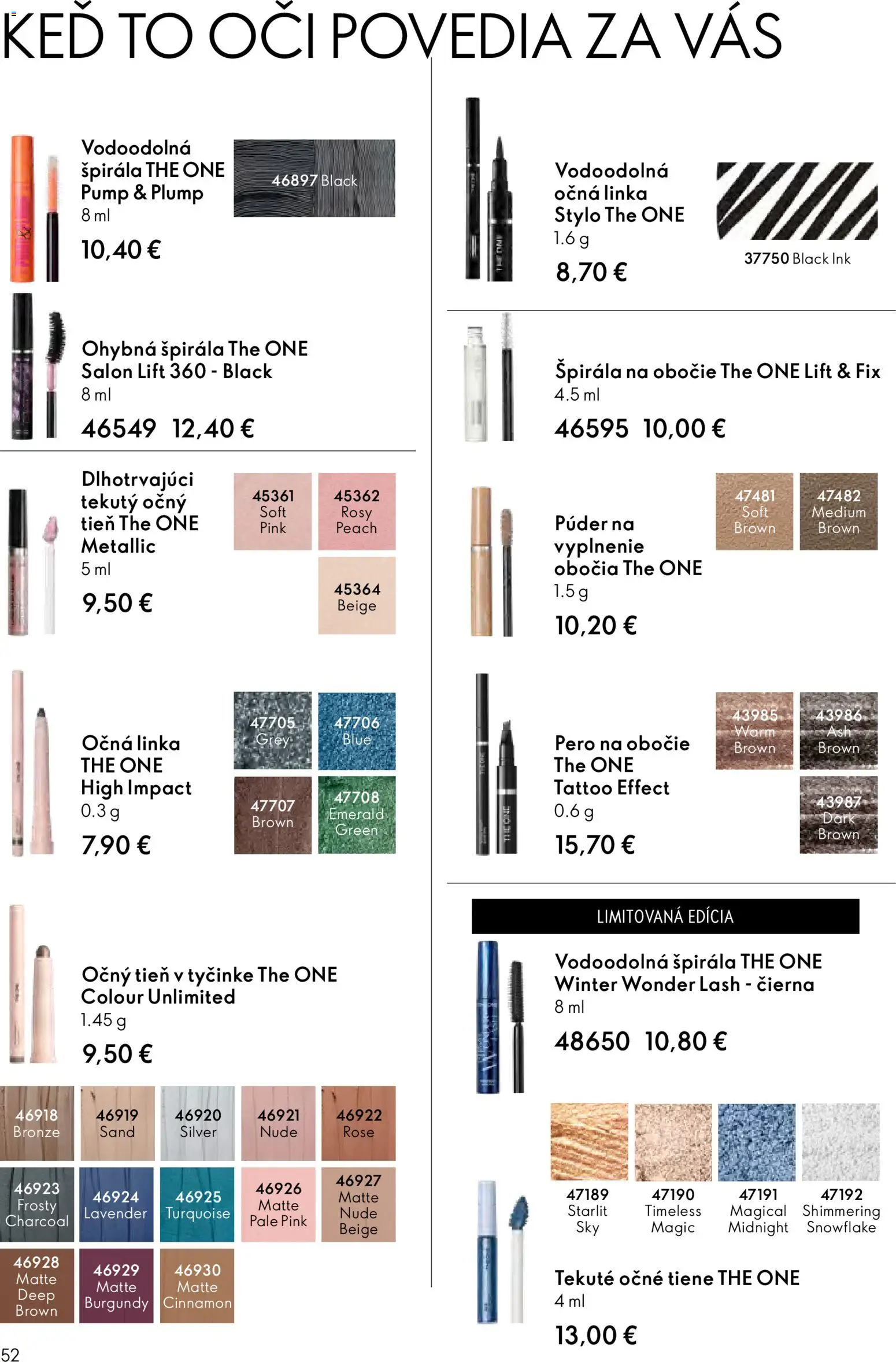 Nové Oriflame akcie – leták je platný od 11.02.2026 | Strana: 52 | Produkty: Púder, Pero, Očné tiene, Očná linka