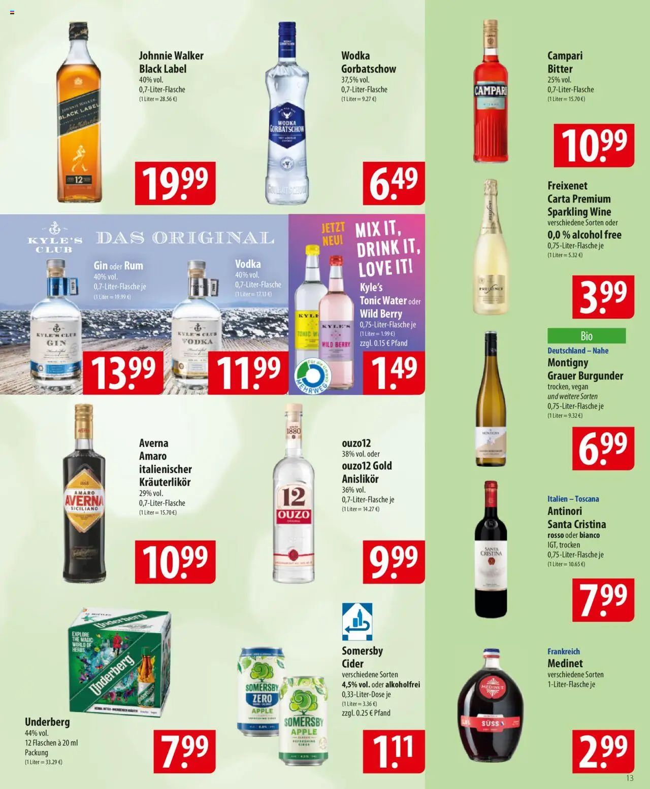 Famila Prospekt 	 - gültig ab dem 18.08.2025 | Seite: 13 | Produkte: Campari, Rum, Wodka gorbatschow, Wodka