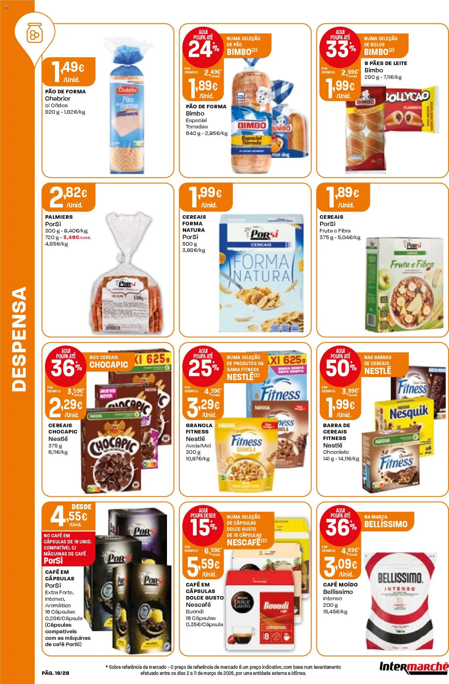 Intermarché Folheto Contact │ válido de 16.04.2026 | Página: 16 | Produtos: Pão de forma, Granola, Pão, Dolce gusto