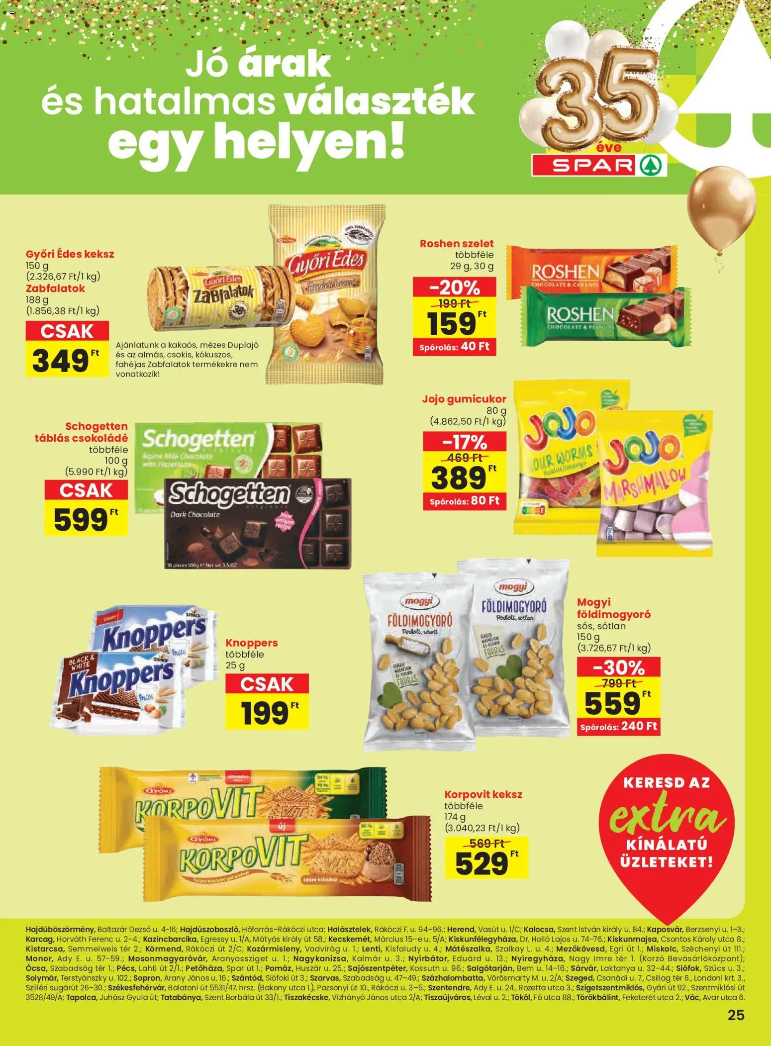 Spar akciós ujság - amely érvényes a következő dátumtól: 15.01.2026 | Oldal: 6 | Termékek: Gumicukor, Csokoládé, Földimogyoró, Keksz
