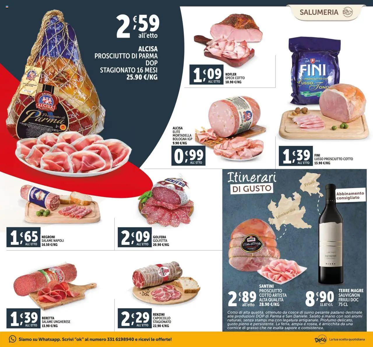 Volantino Decò del 16.10.2025 | Pagina: 5 | Prodotti: Prosciutto di Parma, Salame, Suino, Mortadella