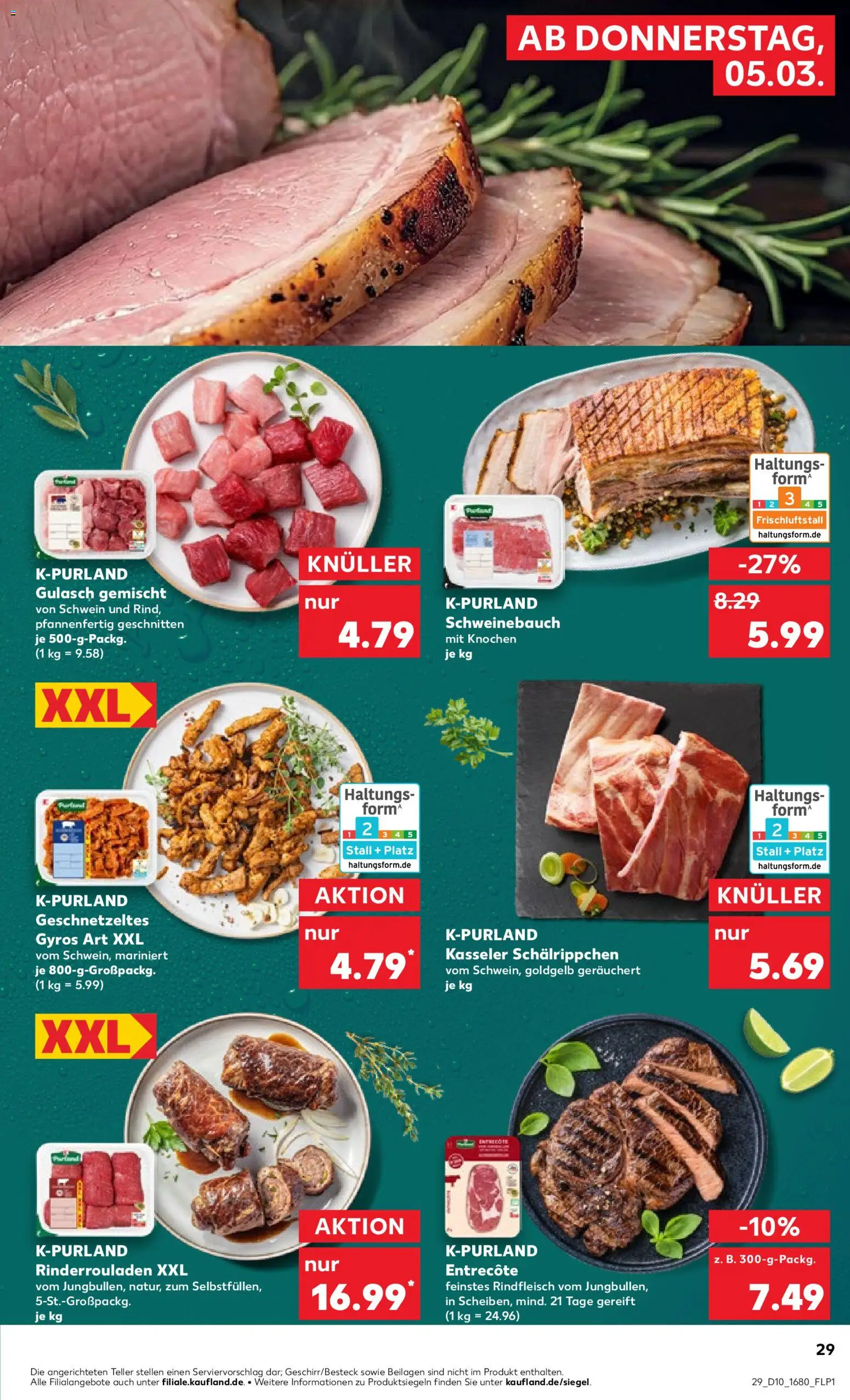 Kaufland prospekt Stuttgart	 – gültig ab 05.03.2026 | Seite: 29 | Produkte: Entrecote, Gyros, Gulasch, Rindfleisch