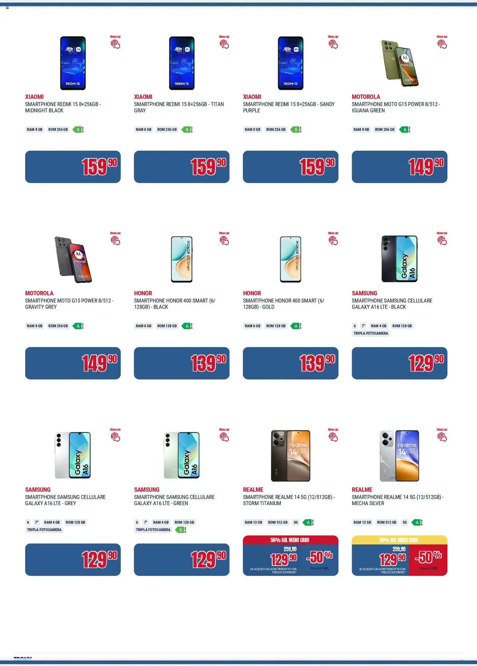 Volantino Trony del 04.12.2025 | Pagina: 8 | Prodotti: Xiaomi, Smartphone samsung, Smartphone, Samsung