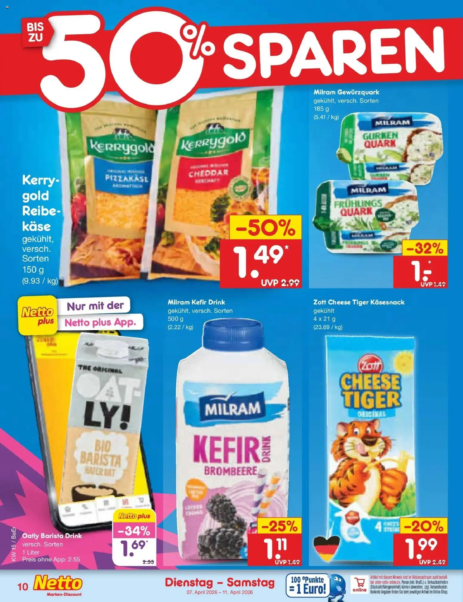 Netto Marken-Discount Prospekt Kremmen	 – gültig ab 05.04.2026 | Seite: 12 | Produkte: Quark, Käse, Milram, Oatly