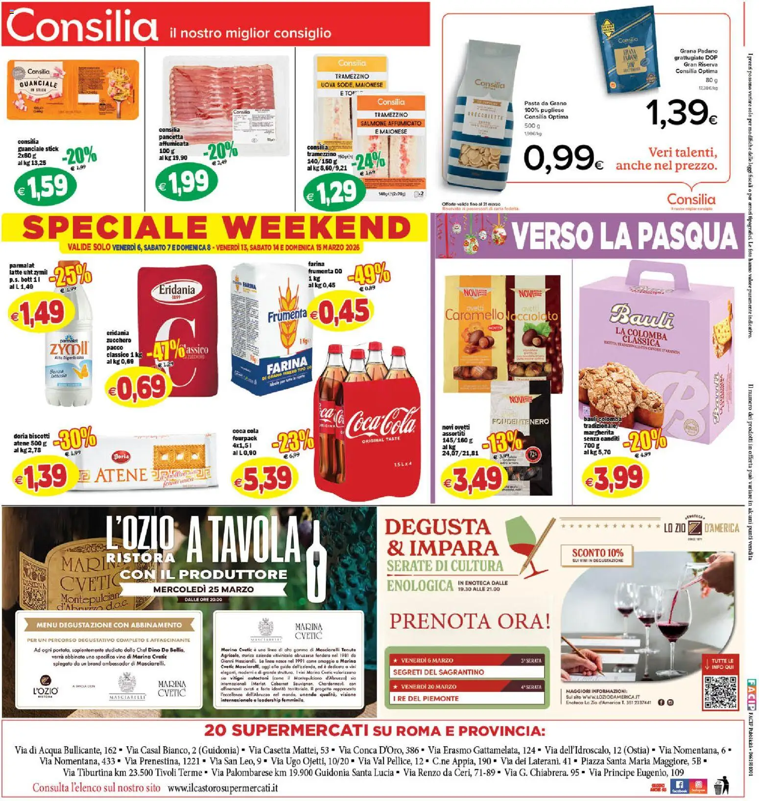 Volantino Il Castoro del 06.03.2026 | Pagina: 20 | Prodotti: Uova, Pancetta, Grana Padano, Orecchiette