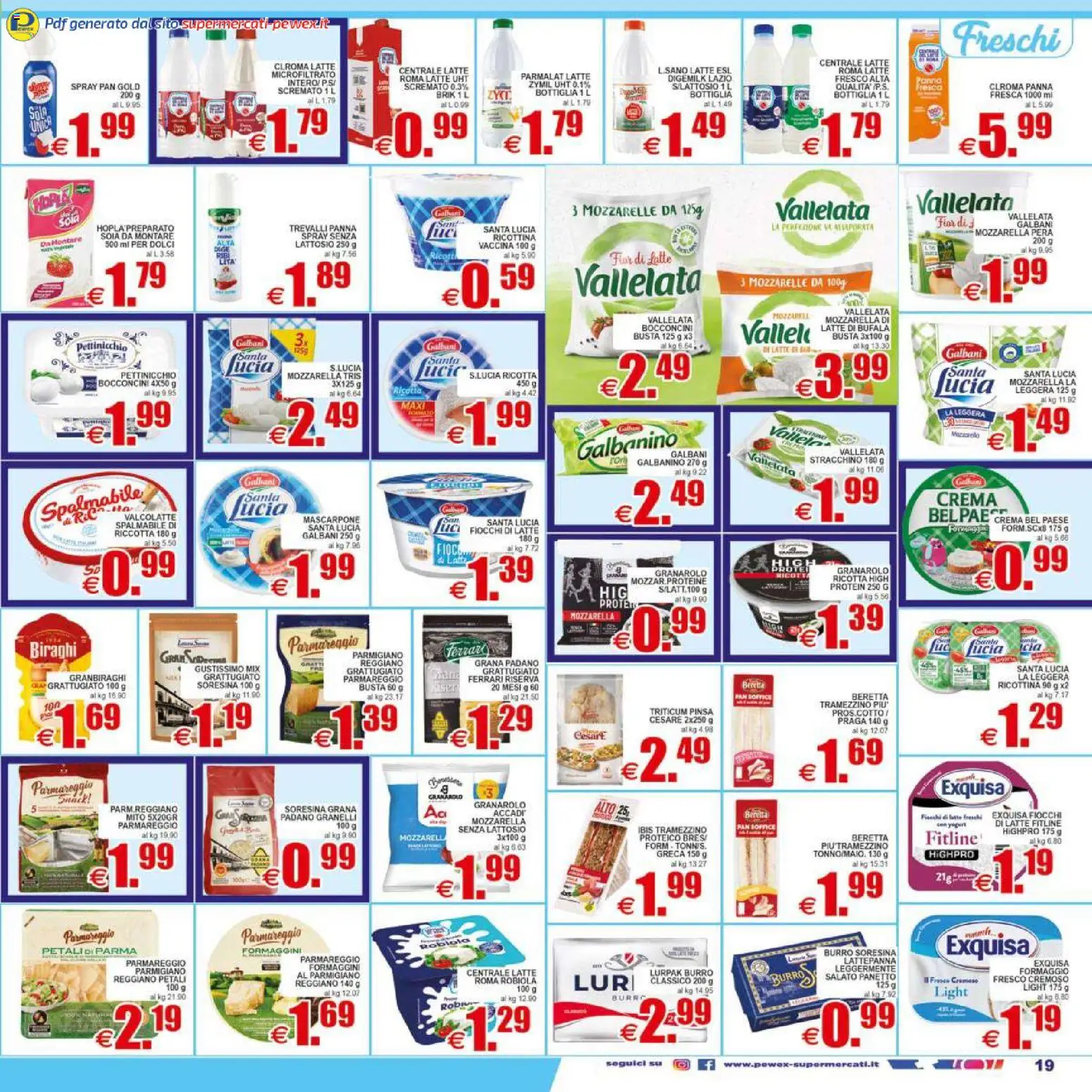Volantino Pewex del 17.04.2026 | Pagina: 19 | Prodotti: Latte, Pera, Tramezzino, Bottiglia