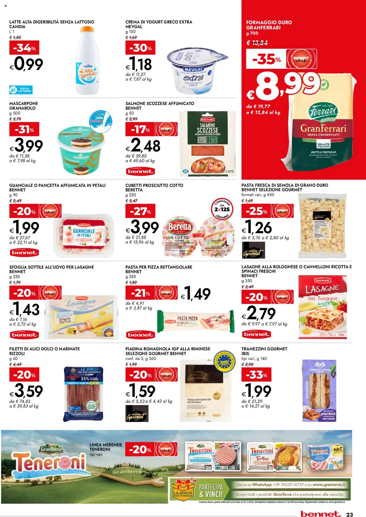 Volantino bennet del 23.04.2026 | Pagina: 23 | Prodotti: Pasta, Piadina, Alici, Guanciale