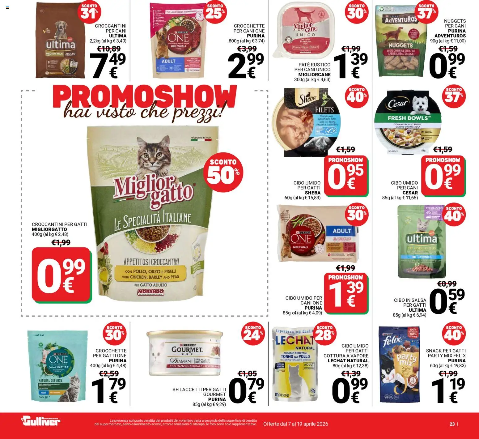 Volantino Gulliver del 07.04.2026 | Pagina: 23 | Prodotti: Manzo, Nuggets, Prosciutto, Crocchette