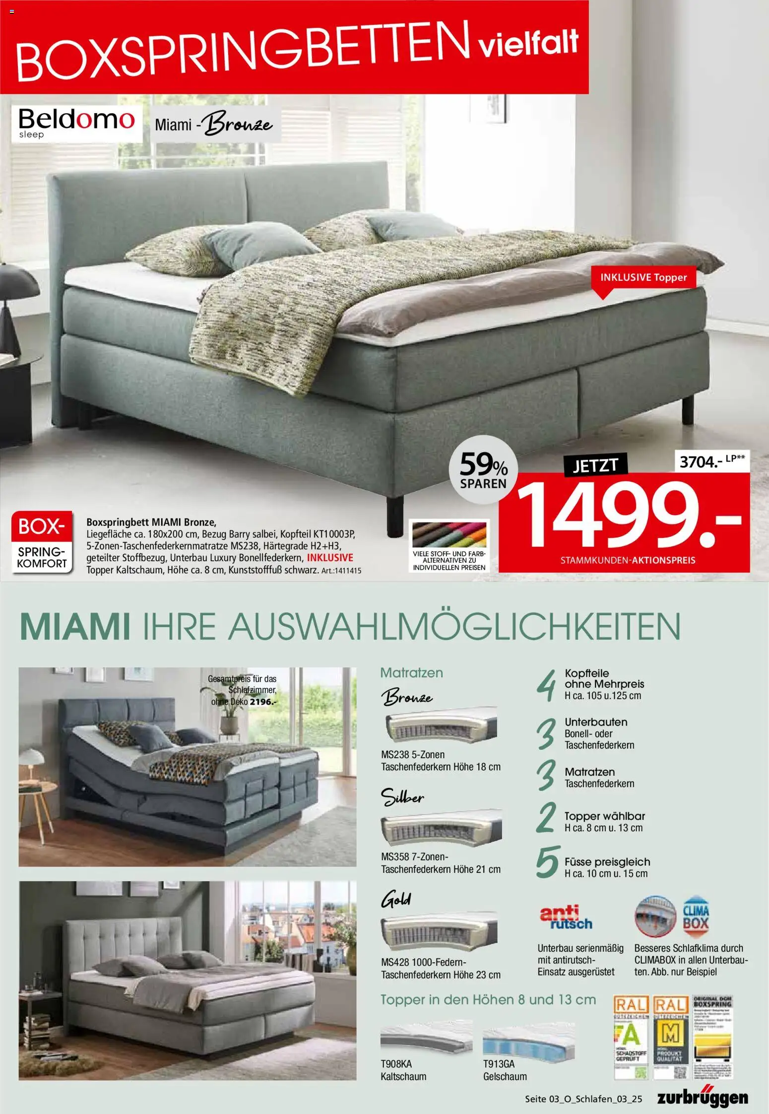 Zurbrüggen Schlafen Spezial – gültig ab 18.12.2025 | Seite: 3 | Produkte: Boxspringbett, Topper, Box