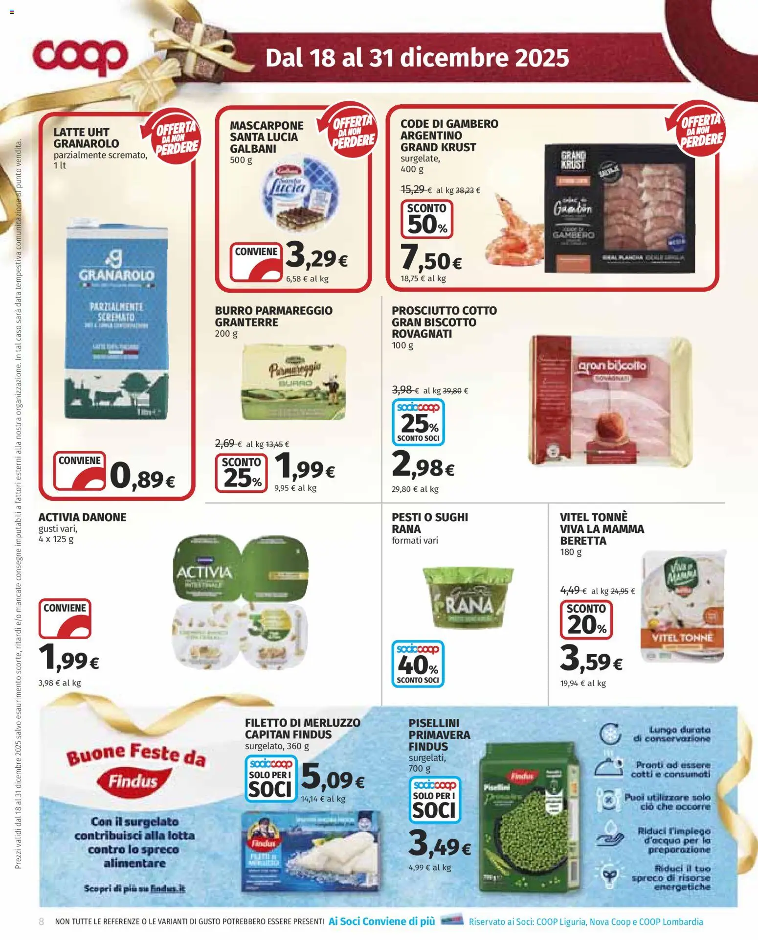 Volantino COOP del 18.12.2025 | Pagina: 8 | Prodotti: Merluzzo, Latte, Prosciutto, Data