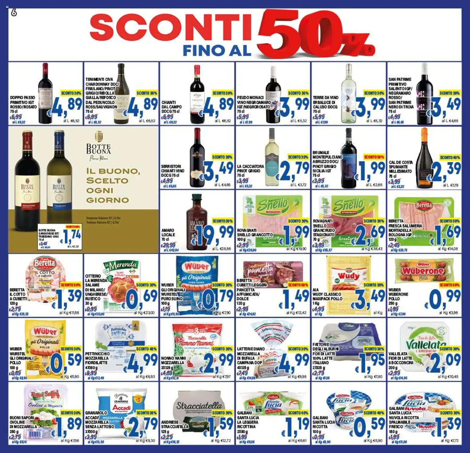 Volantino DEM del 07.11.2025 | Pagina: 6 | Prodotti: Pancetta, Latte, Vino, Ricotta